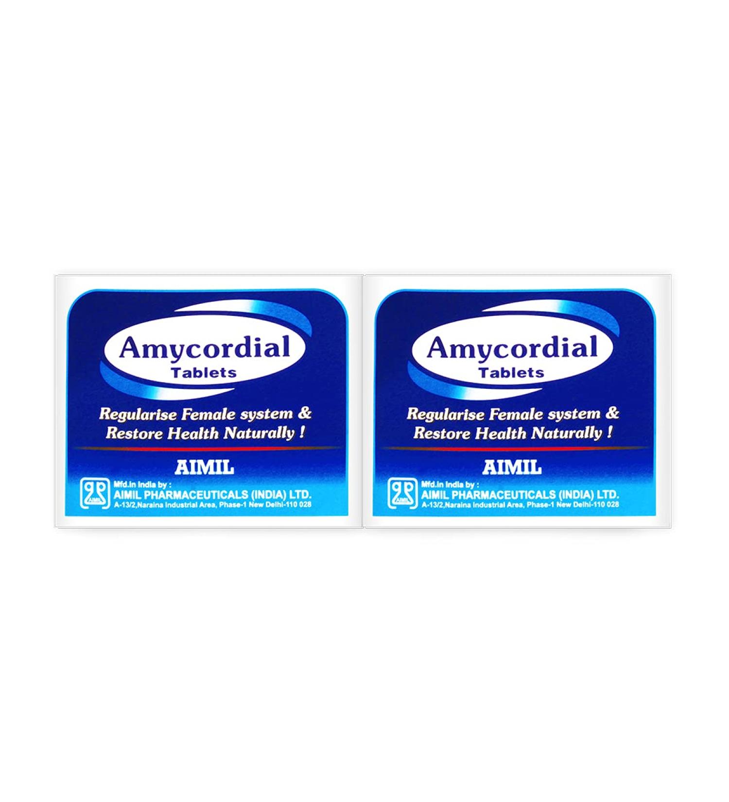 AIMIL Amycordial Tablets - 30 Tablets (Pack of 2) | Female Health Restorative | Contains Shatavari Amla Guduchi Methi and more - Buy Online on GoSupps.com