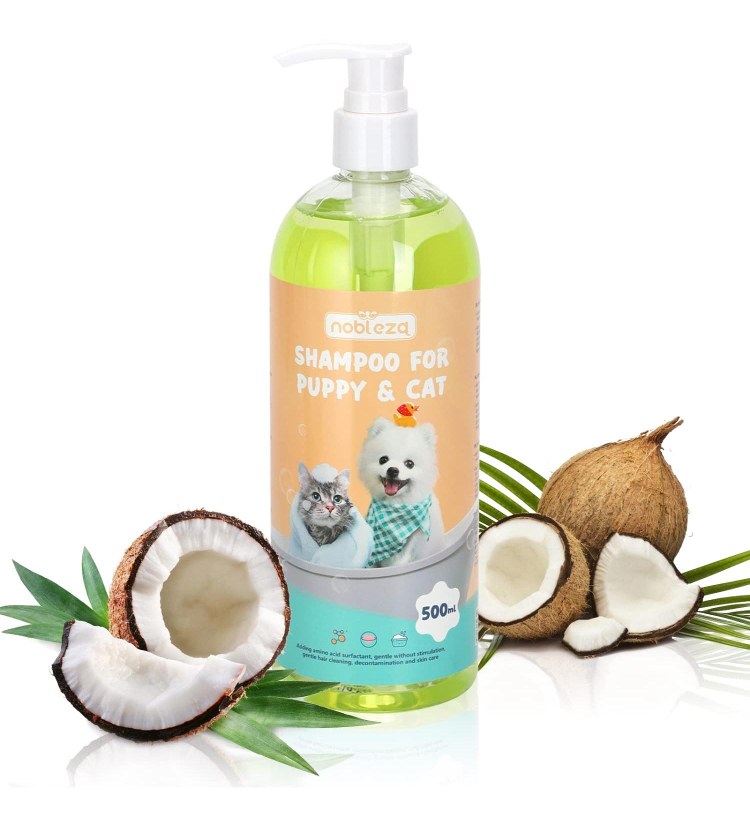 Nobleza Puppy Shampoo - Mild Safe & Non-Toxic Dog & Cat Shampoo for Smooth Fur & Odor Control with Coconut Fragrance (500ml) - Buy Online on GoSupps.com