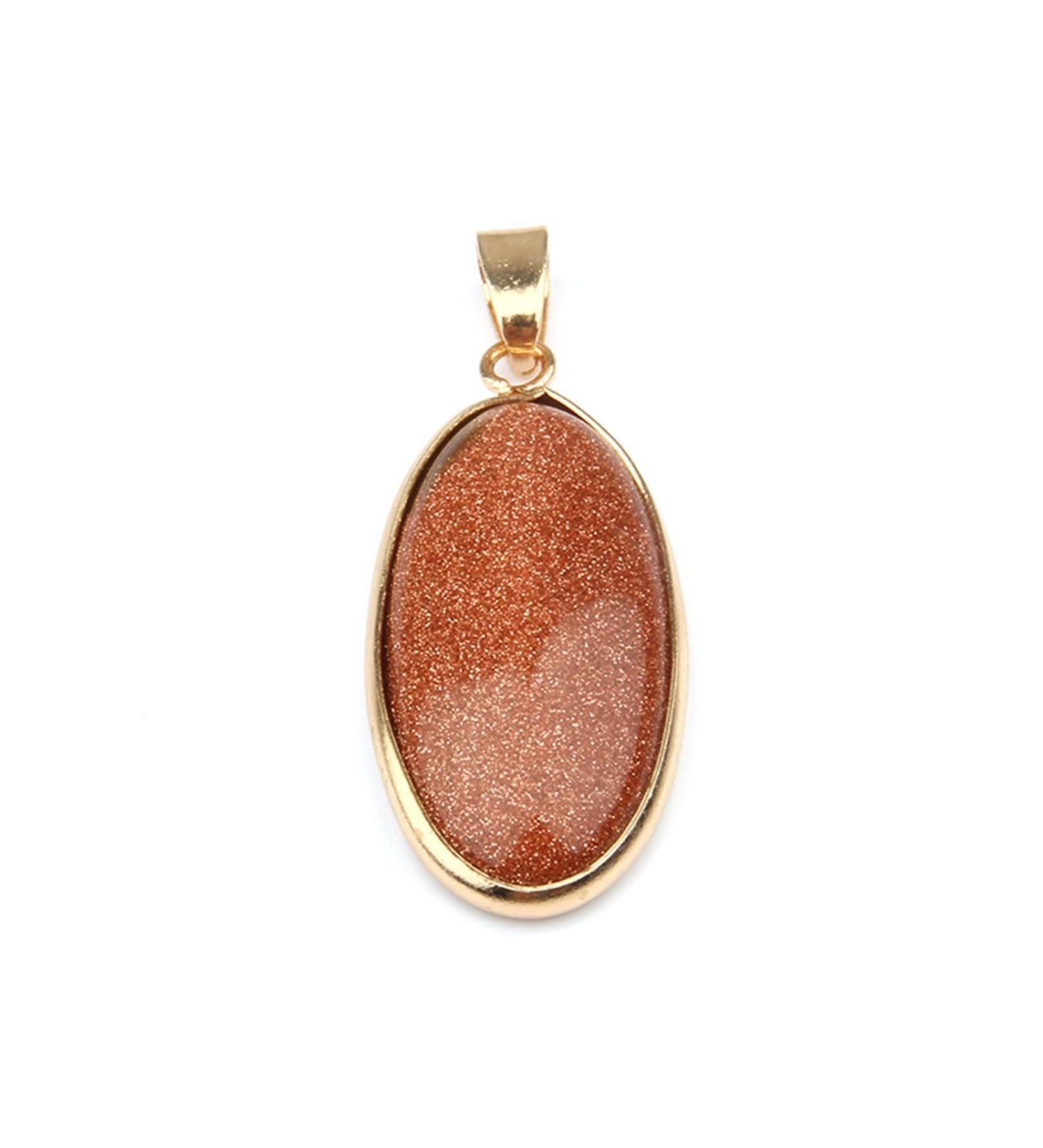 1PC Natural Stone Gem Egg-Shaped Malachite Quartz Agate Pendant Handmade Crafts Necklace Jewelry Accessories for Woman 40x16x6mm Full of Texture (Color : Gold Sand Stone) - Buy Online on GoSupps.com