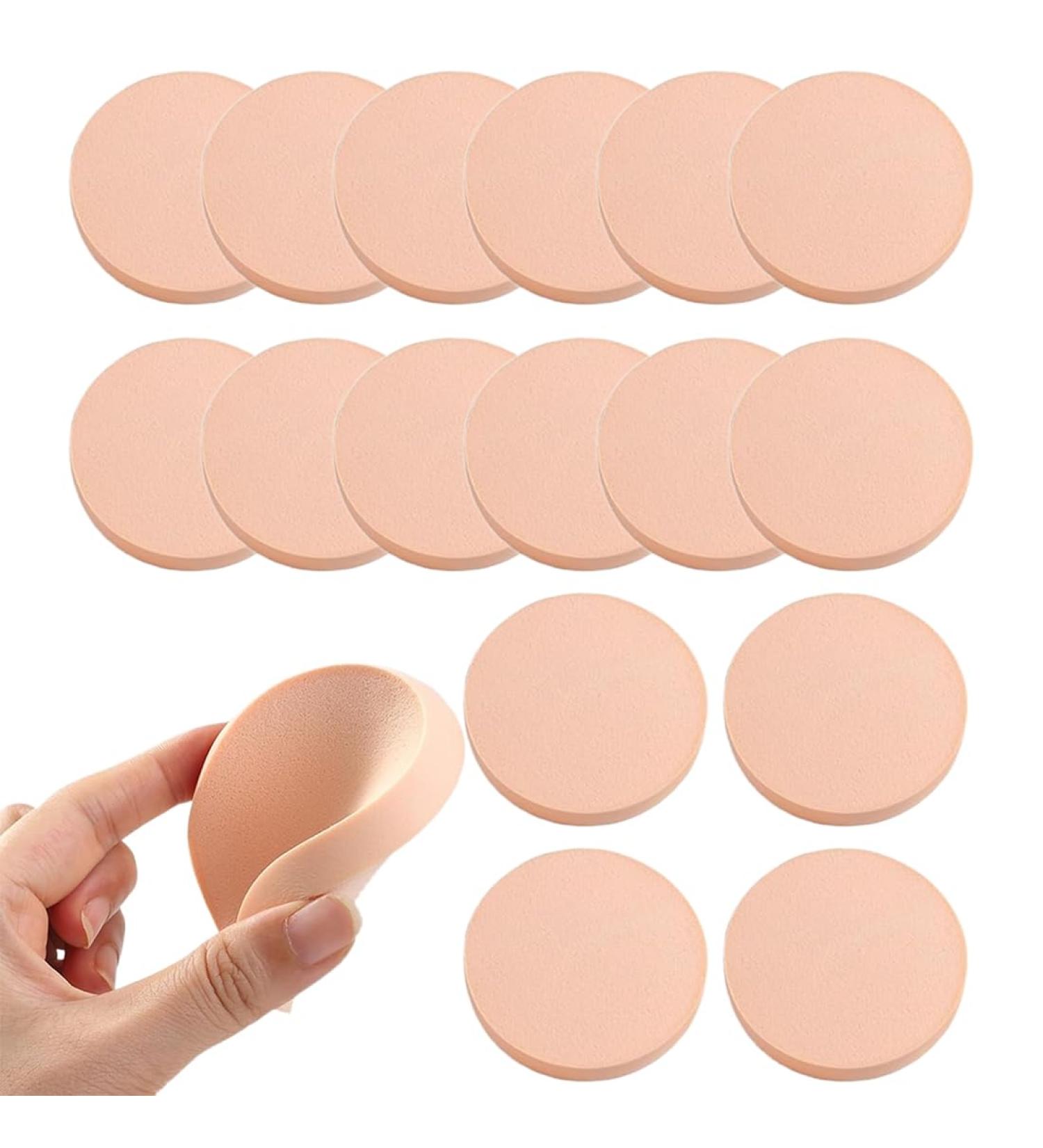 16 Pieces Makeup Sponge Foundation Powder Puff Face Makeup Eye Applicator Wash Cosmetic Round Pads Halloween Cosmetic Tool (Skin Colour) - Buy Online on GoSupps.com
