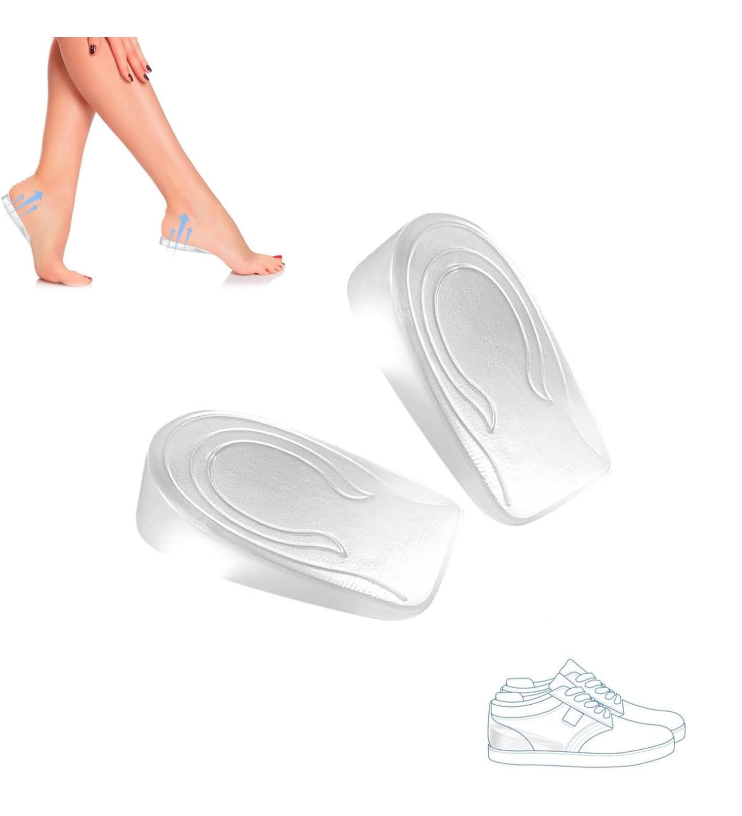 Buy Heel Wedge Insoles for Height Increase - Gel Cushions for Heel Spur & Plantar Fasciitis Relief - Transparent Silicone Pillows - Buy Online on GoSupps.com