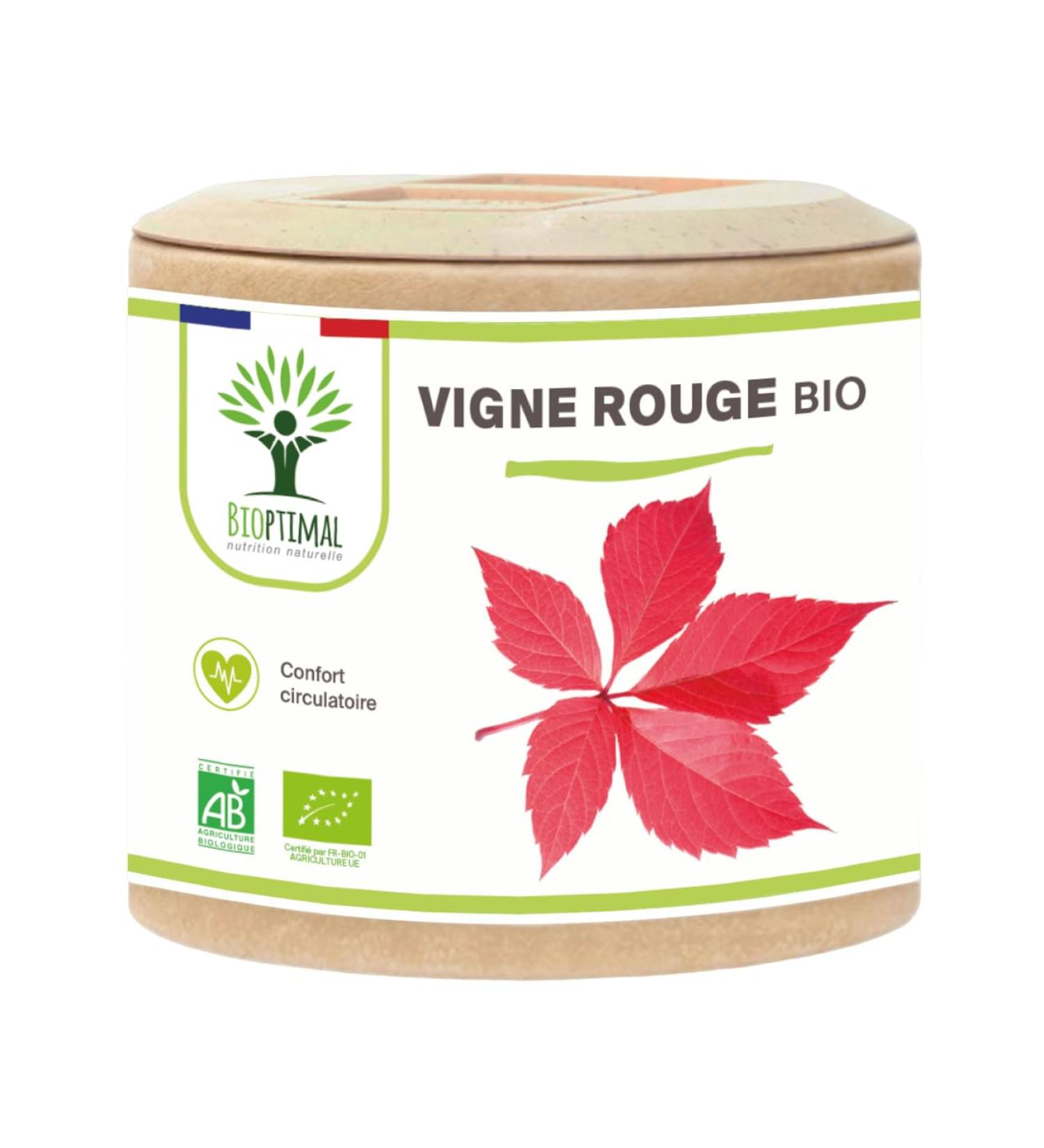Vigne rouge Bio - Compl ment alimentaire Bioptimal - Jambes Lourdes Peau Saine Circulation Sanguine H morro des - 300 mg de Feuille de Vigne x g lule - Made in France - Certifi Ecocert - 60 g lules 60 unit (Lot de 1) - Buy Online on GoSupps.com