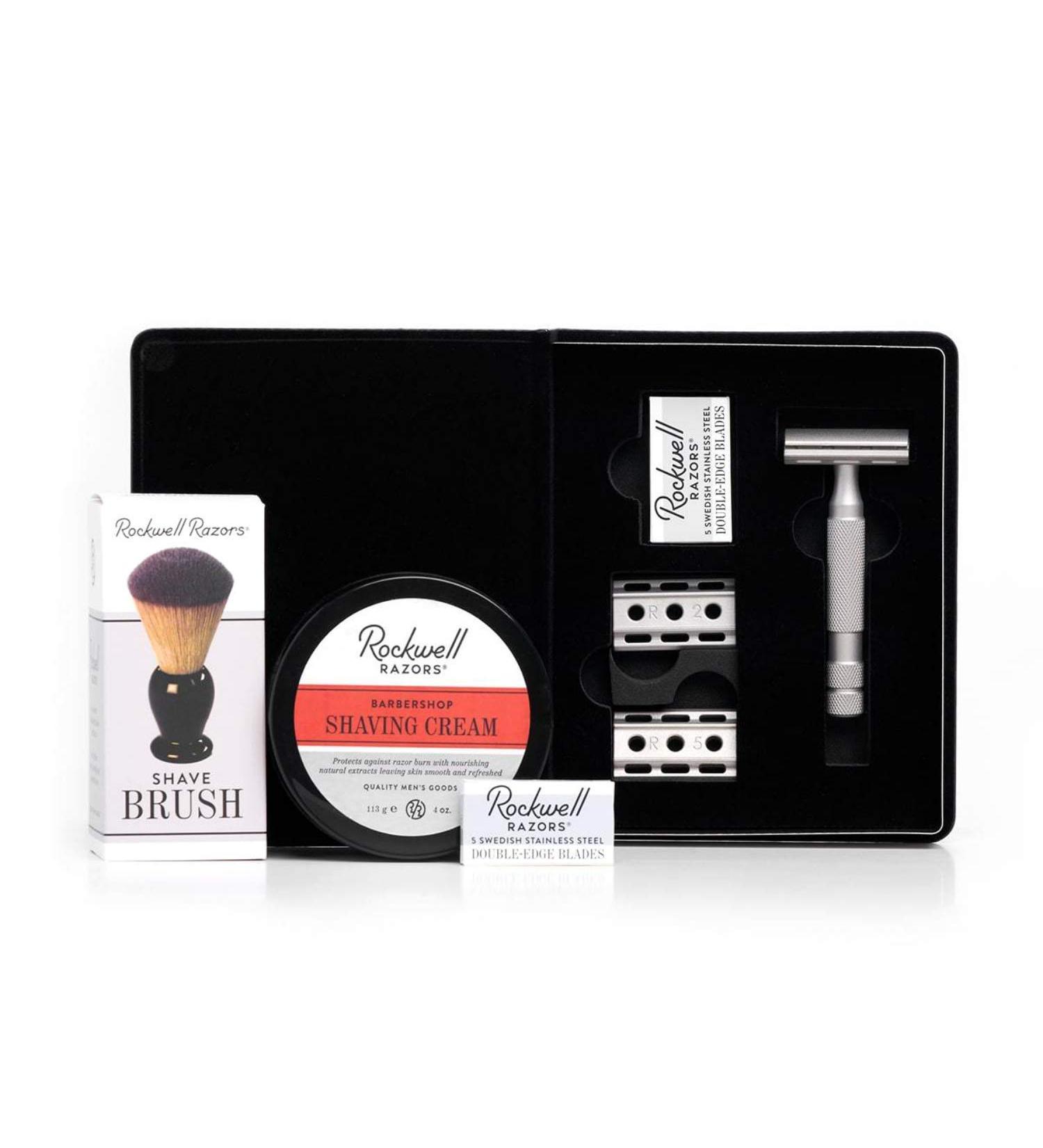 Rockwell Razors 6S Shave Kit - Premium Matte Stainless Steel Razor Shave Cream Faux-Badger Brush & Blades for a Superior Shaving Experience - Buy Online on GoSupps.com