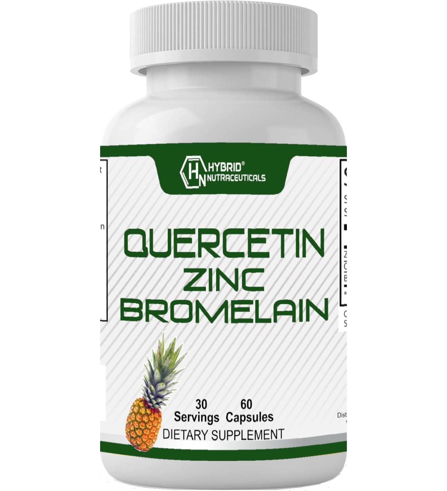 Hybrid Nutraceuticals Zinc Quercetin and Bromelain Capsules - Immune Support Joint Support Antioxidant - Buy Online on GoSupps.com