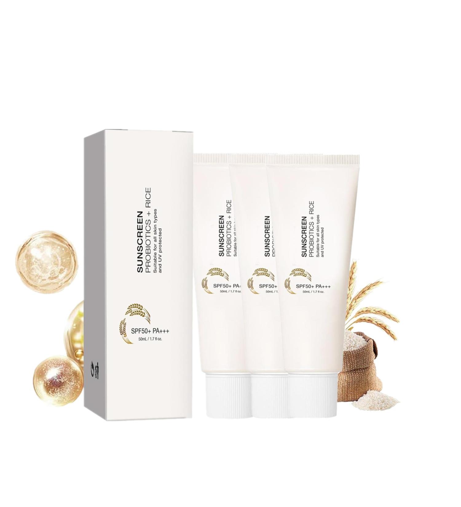 Rice Probiotic Sunscreen | Korean Face Sunscreen | Face Moisturizer | Hydrating Sunscreen | Rice Extract Sunscreen Spf 50+ | Protective Sunscreen (3PC) - Buy Online on GoSupps.com