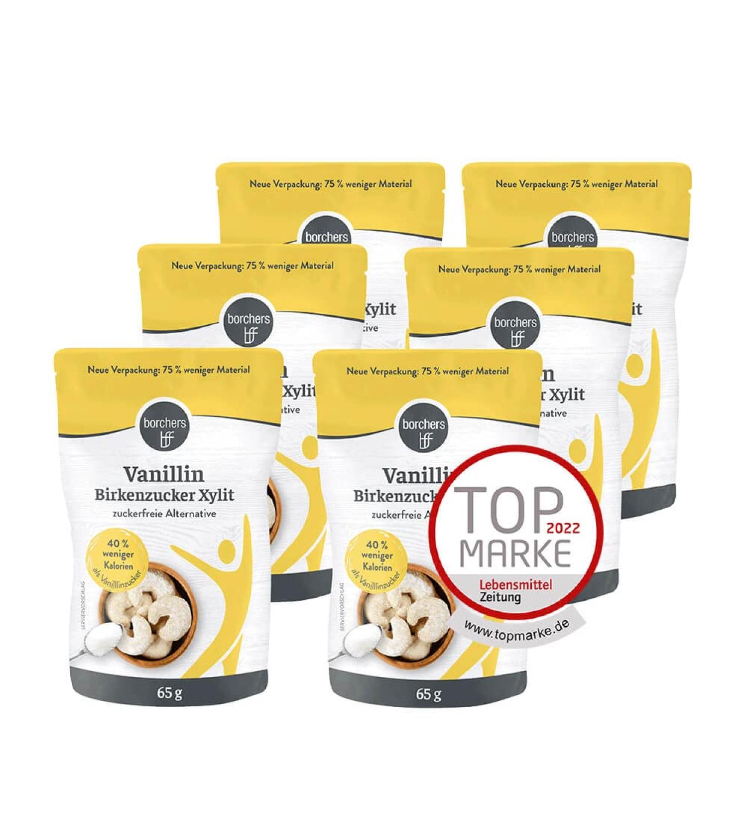Buy 6 x Borchers Vanillin Birch Sugar | Sugar-Free Vanilla Sugar Alternative | Low-Calorie Sweetener | 65 g - Buy Online on GoSupps.com