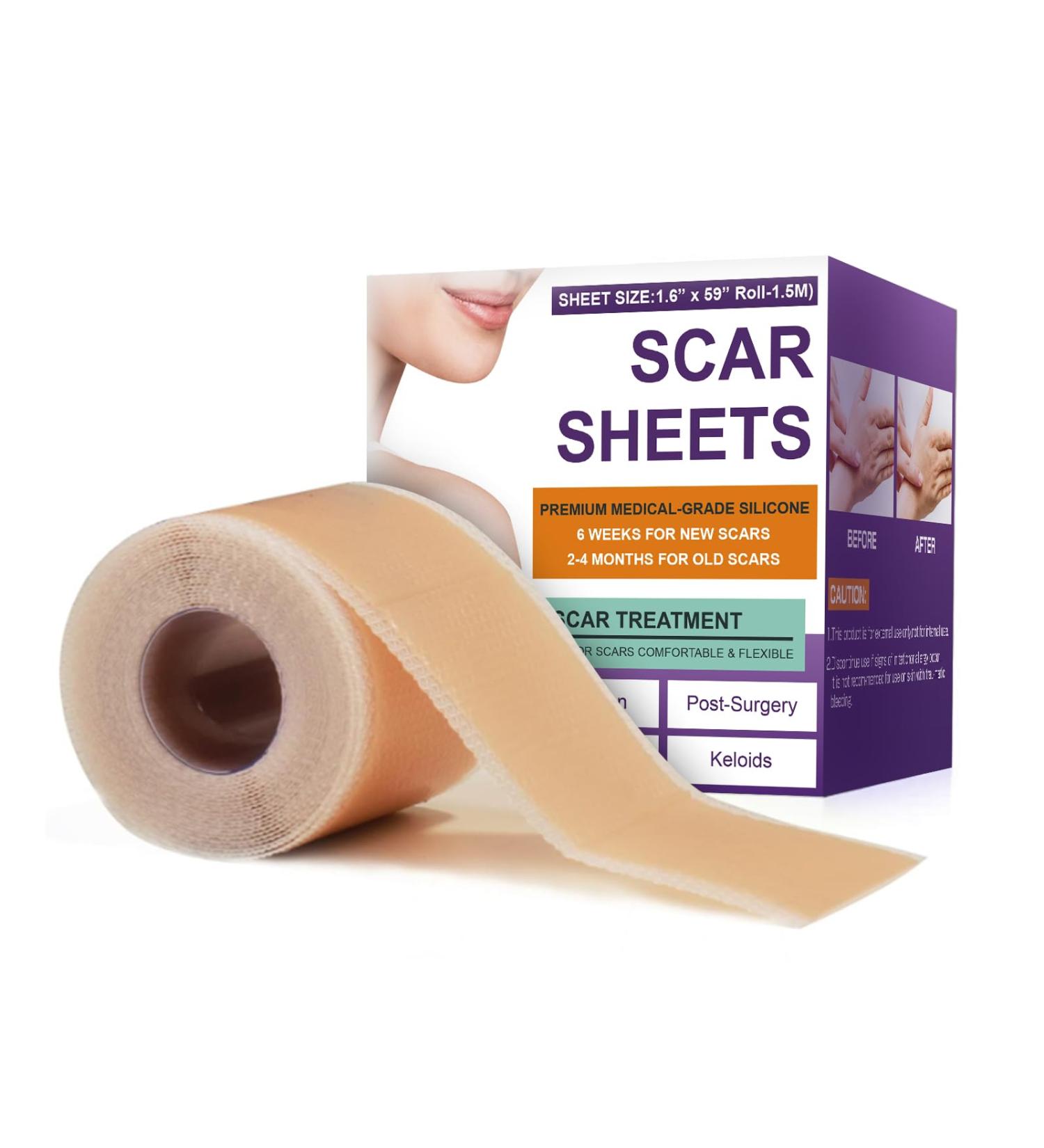 Buy Silicone Scar Sheets & Tape for Effective Scar Removal Surgical C-Section Tummy Tuck Keloid Treatment (1.6 x 59 Roll - Buy Online on GoSupps.com