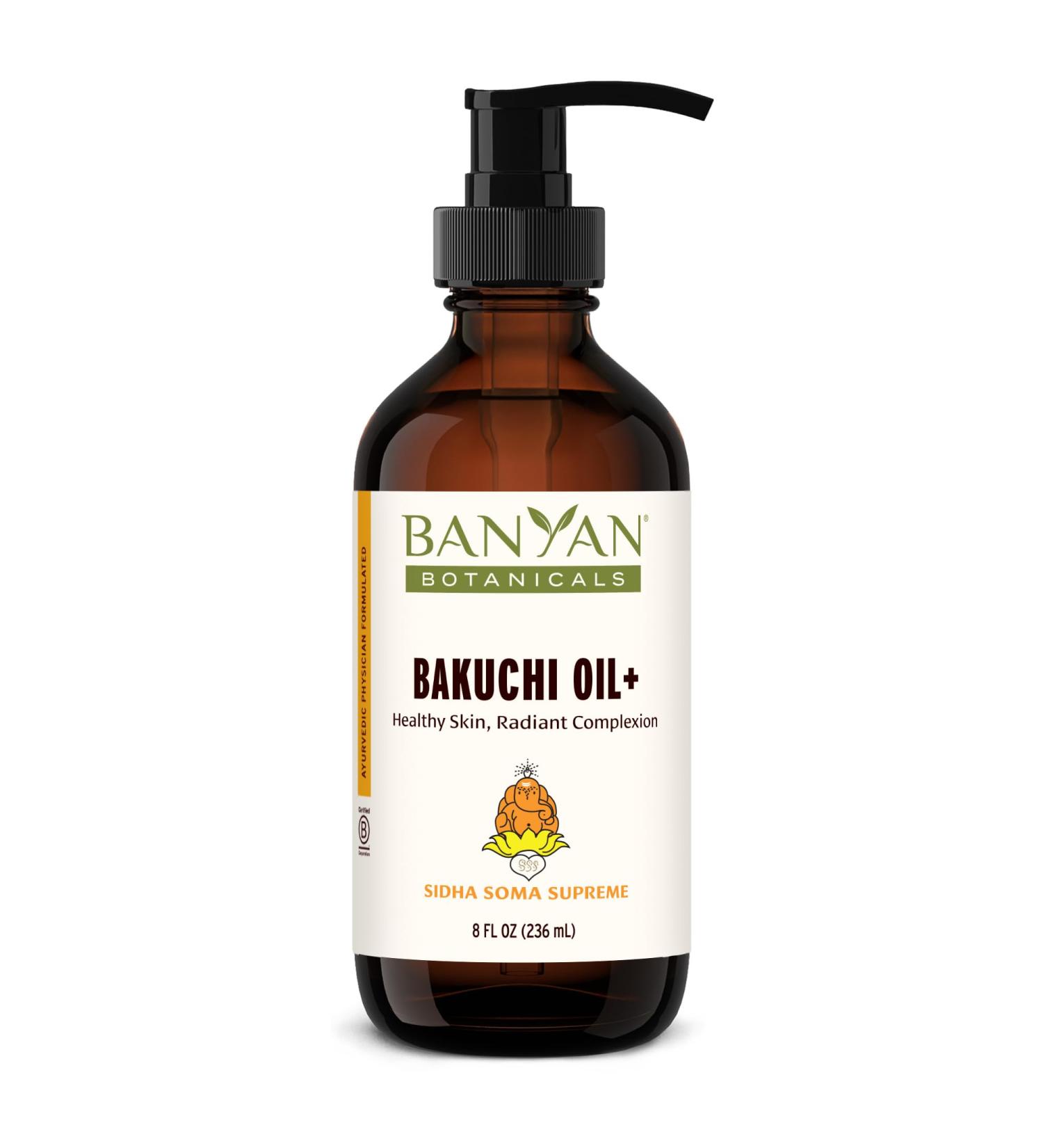 Banyan Botanicals Bakuchi Oil+ Natural Face Oil & Body Oil with Bakuchiol & Ayurvedic Herbs to Support Healthy & Radiant Skin 8 oz Non-GMO Sustainably Sourced Physician-Formulated Bakuchi Oil 8oz - Buy Online on GoSupps.com