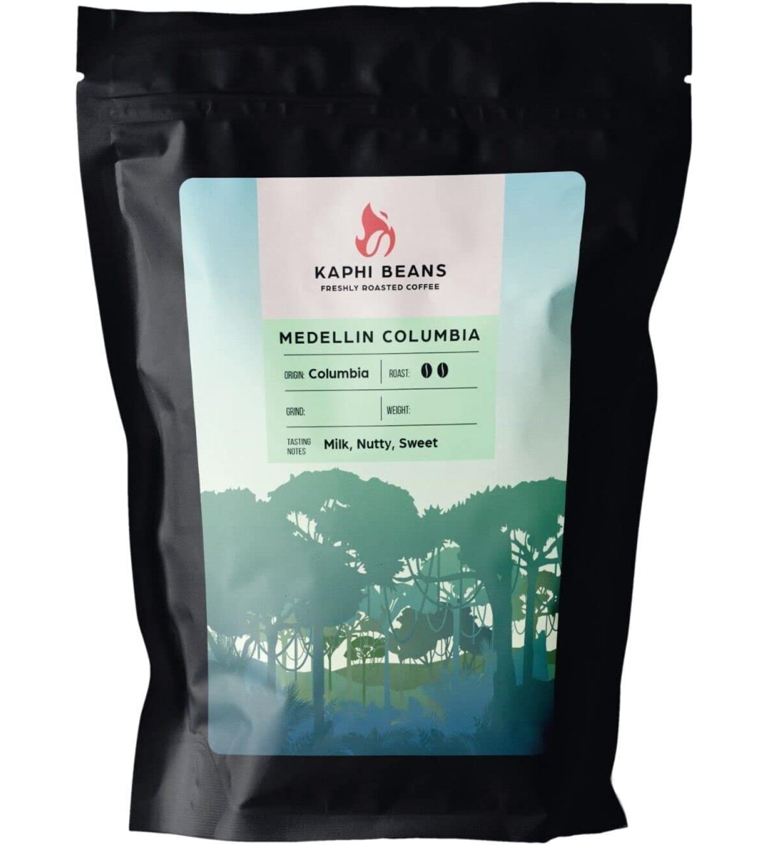 Kaphi Beans Roasted Coffee - Medellin Colombia - Medium Roast - 100% Arabica Beans - Freshly Roasted Whole Beans - (Pack of 1kg) - Buy Online on GoSupps.com