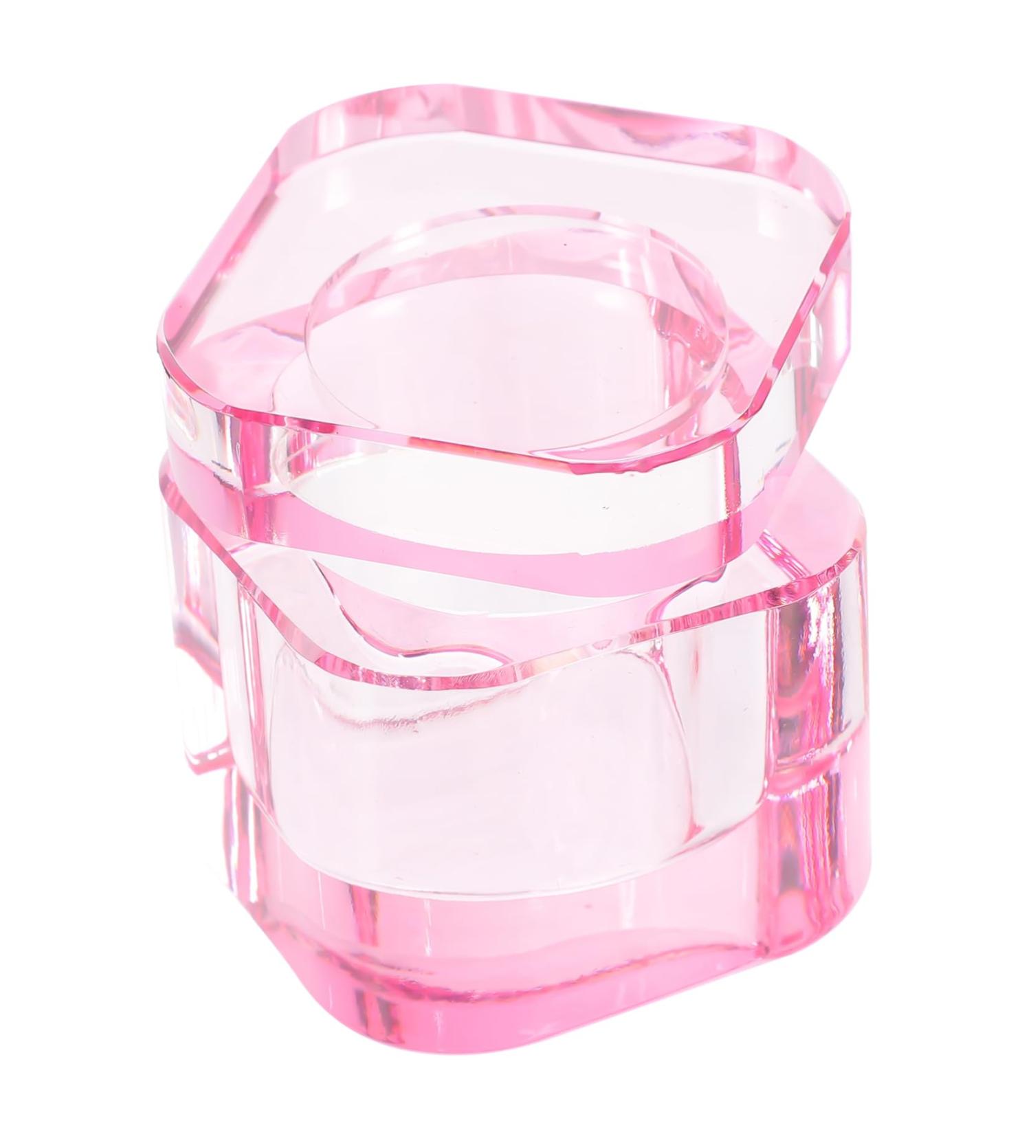 VINTORKY Nail Art Brush Cup Art Plate Crystal Glass Pink Square 5.70X5.40X5.40CM Pink - Buy Online on GoSupps.com