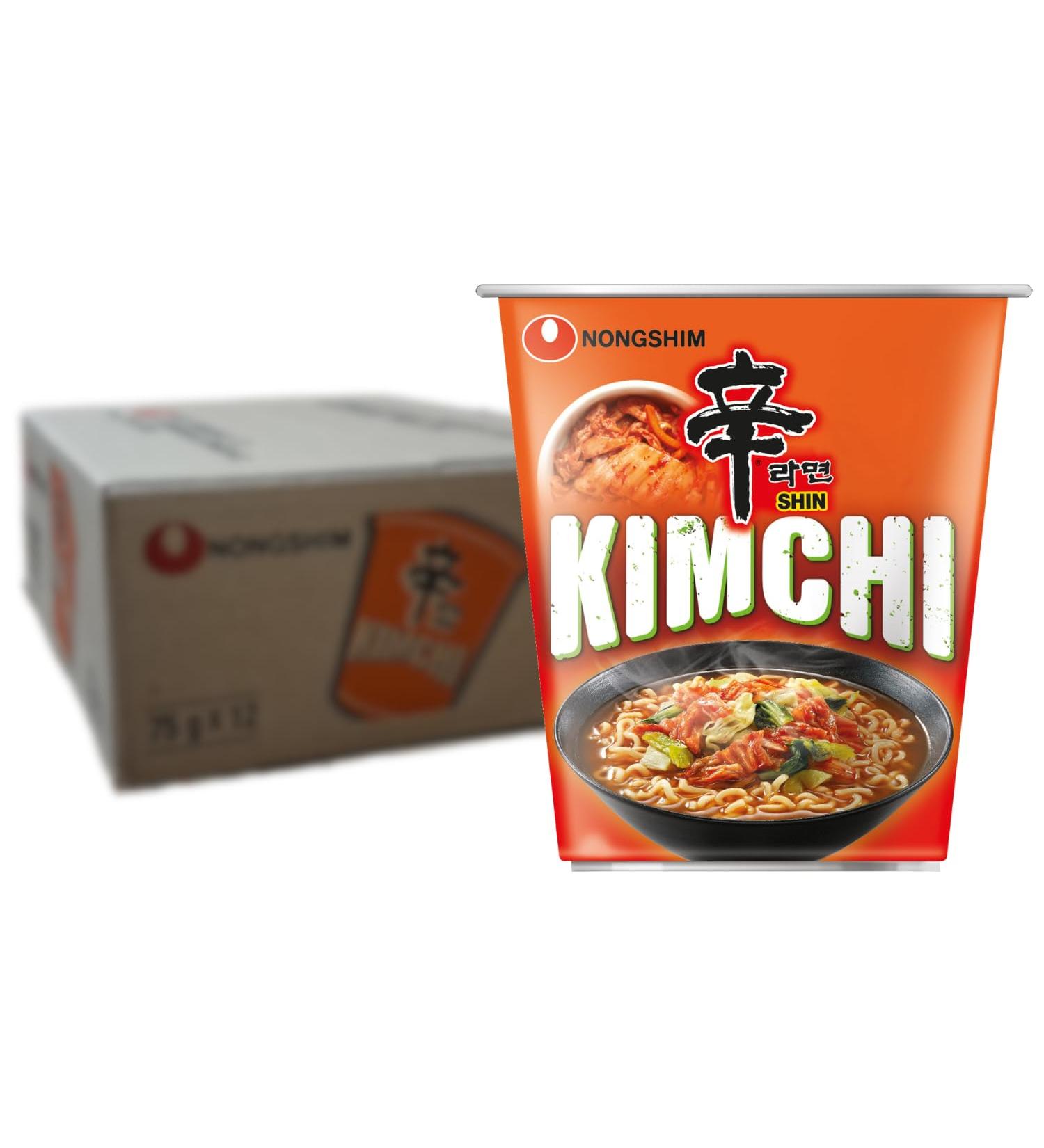 NONGSHIM Instant Cup Noodles Kim Chi - 12 Pack (75g each) | Authentic Korean Flavor - International Shipping Available - Buy Online on GoSupps.com