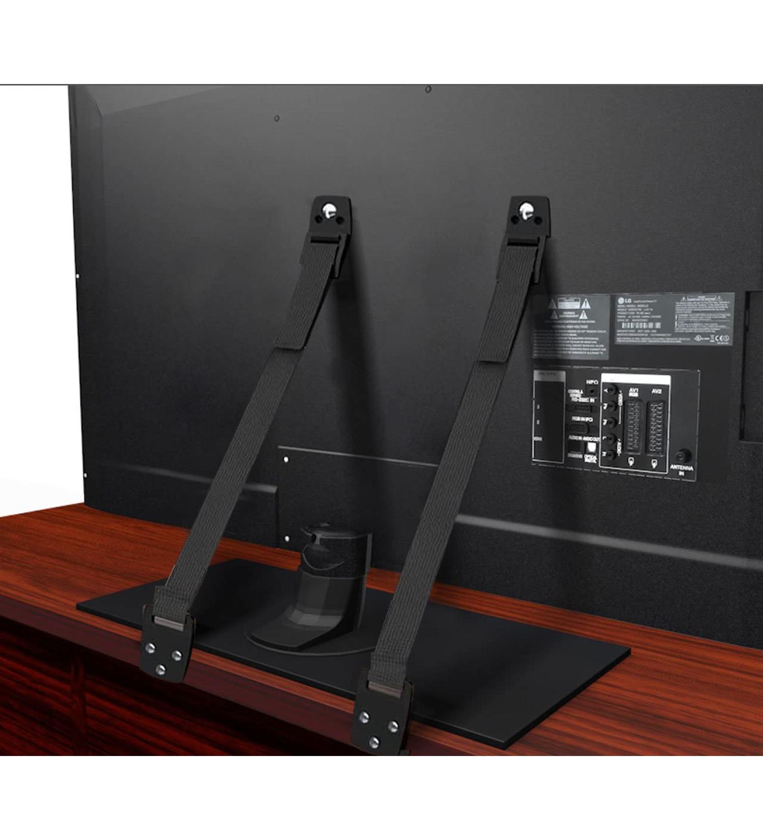2 Pcs TV Straps Child Safety Furniture Anchors - Adjustable Wall Mounts for Baby Proofing Flat Screen TVs, Dressers & Cabinets - Heavy Duty, Long VESA Screws for Latest TVs - Black - Buy Online on GoSupps.com