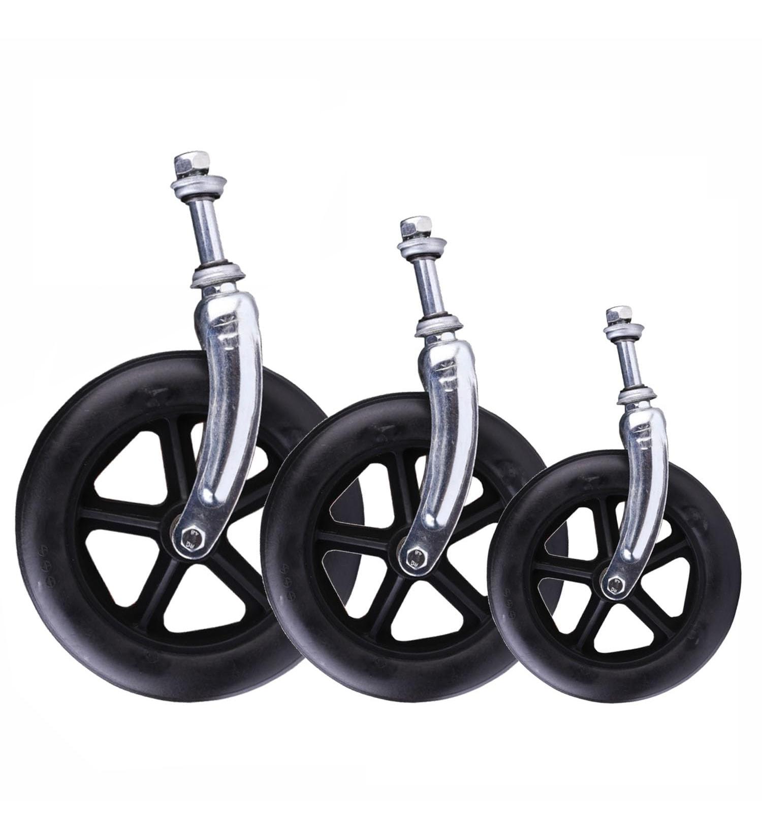 2 PCS Front Fork Caster Assembly for Rollator Wheelchair Caster 6" 7" 8" Replacement Front Wheels Non-Slip Solid Tyre Caster with Front Fork Black(200mm-8") - Buy Online on GoSupps.com