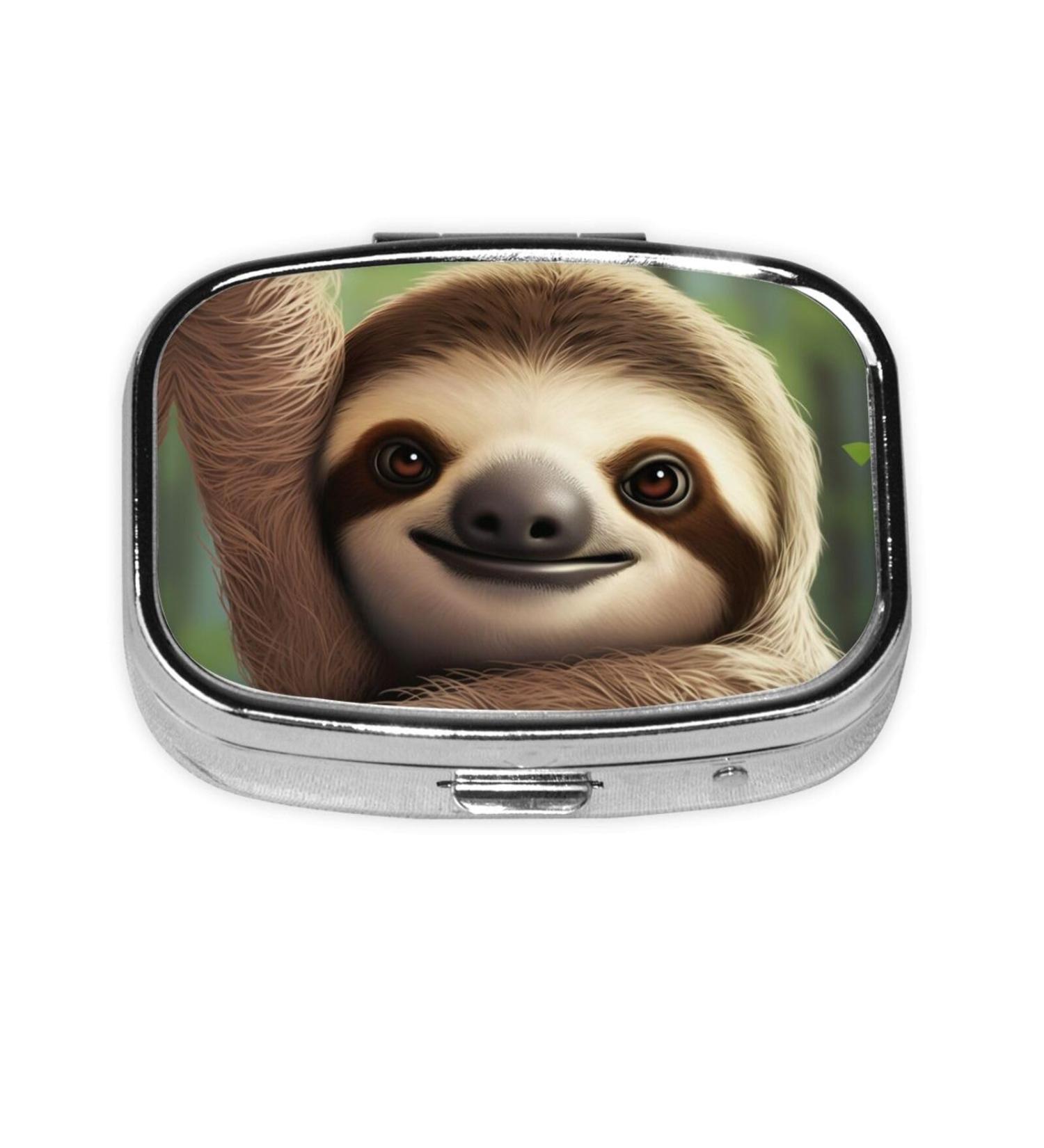 Cute Sloth Pill Case 2 Compartment Travel Pill Organizer | Small Pill Box for Purse & Gifts - Buy Online on GoSupps.com