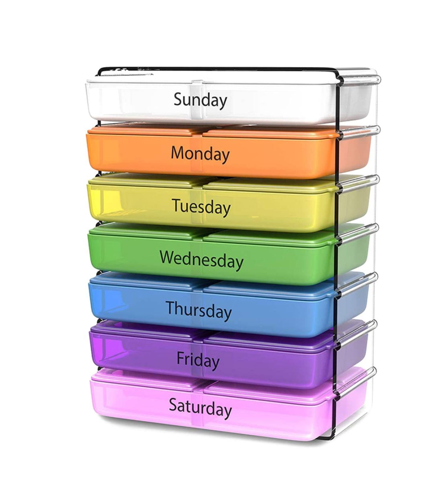 Daily Pill Organizer | 7-Day Compact Vitamin & Medication Holder | 4 Times a Day | International Shipping Available - Buy Online on GoSupps.com