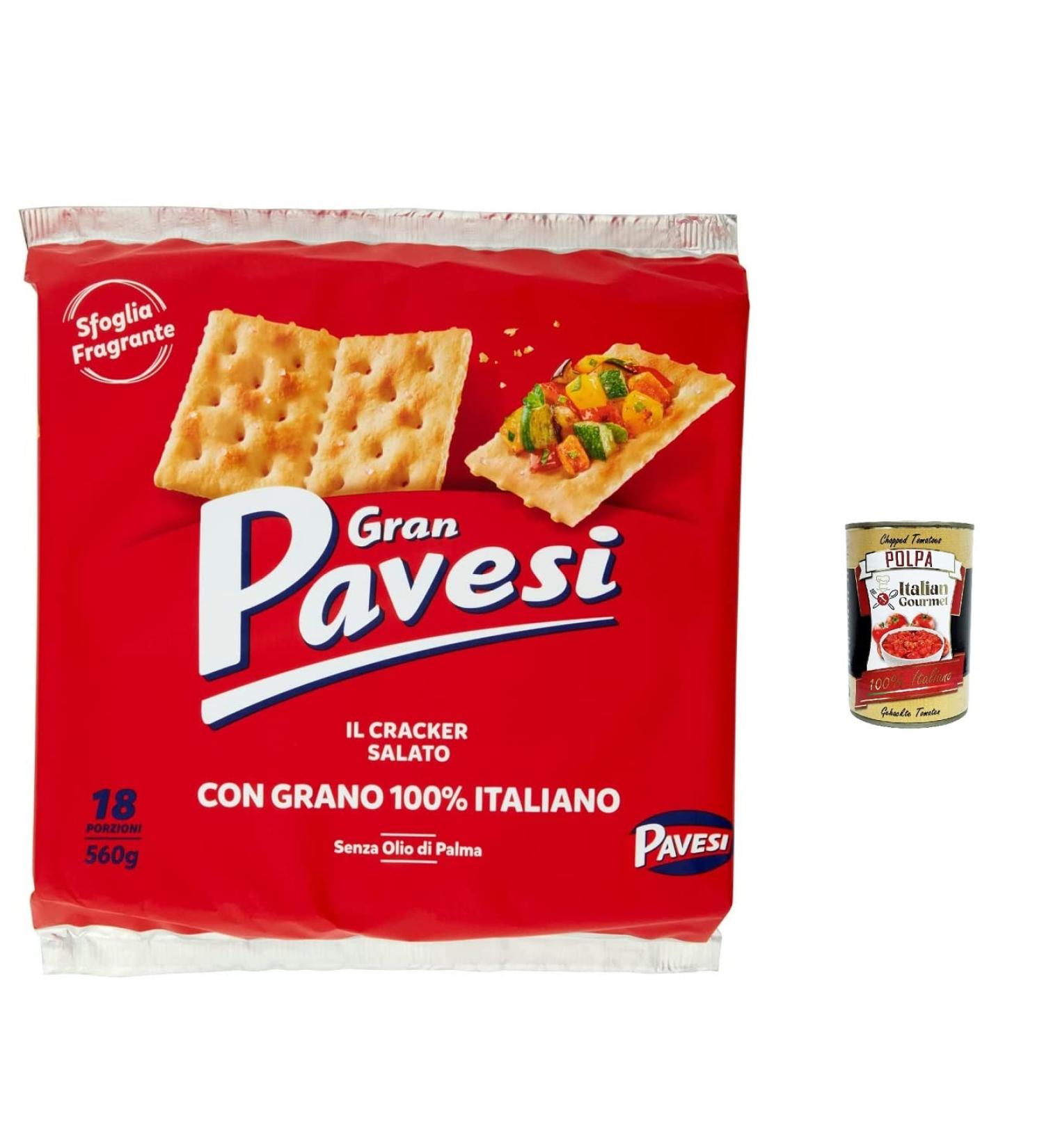  Italian Gourmet E.R. Gran Pavesi Crackers Savory Crackers 560g + Italian Gourmet Pulp 400g - Buy Online on GoSupps.com