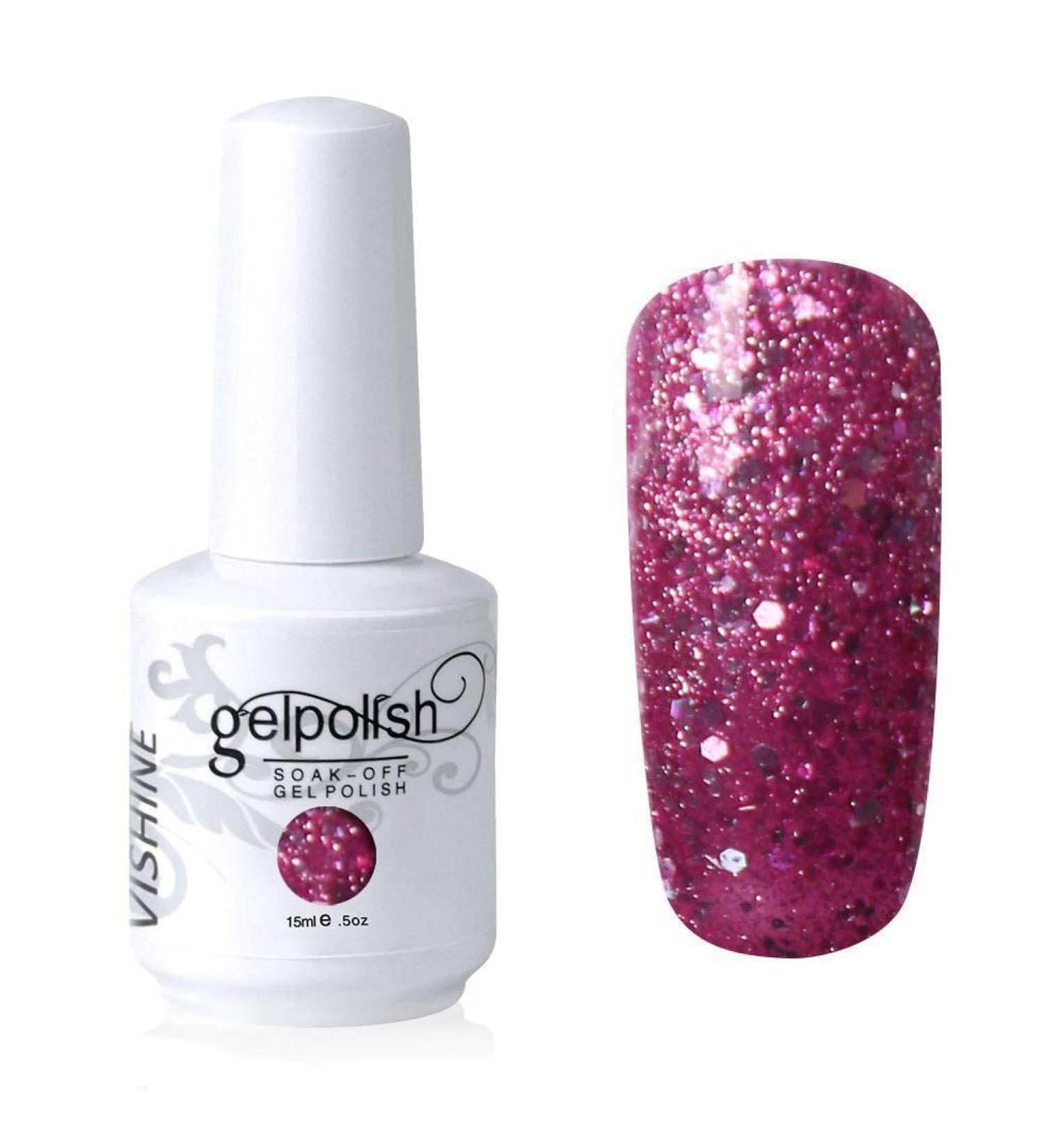 Vishine Soak-off Gel Polish Lacquer Nail Art UV LED Manicure Glitter Pale Violetred (340) #340 - Buy Online on GoSupps.com