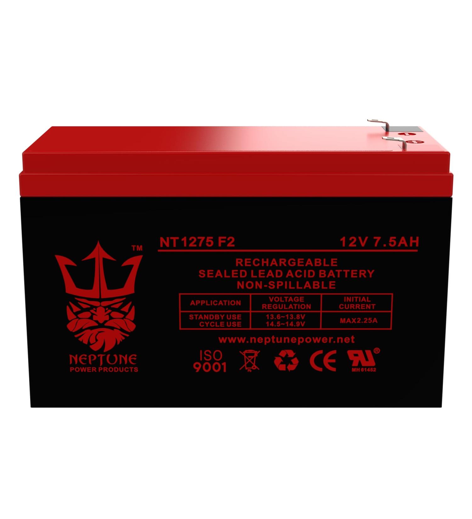 Neptune NT1275F2 SLA Battery Replacement - 12V 7.5AH 8Ah 9AH F2/F1 | Worldwide Shipping - Buy Online on GoSupps.com
