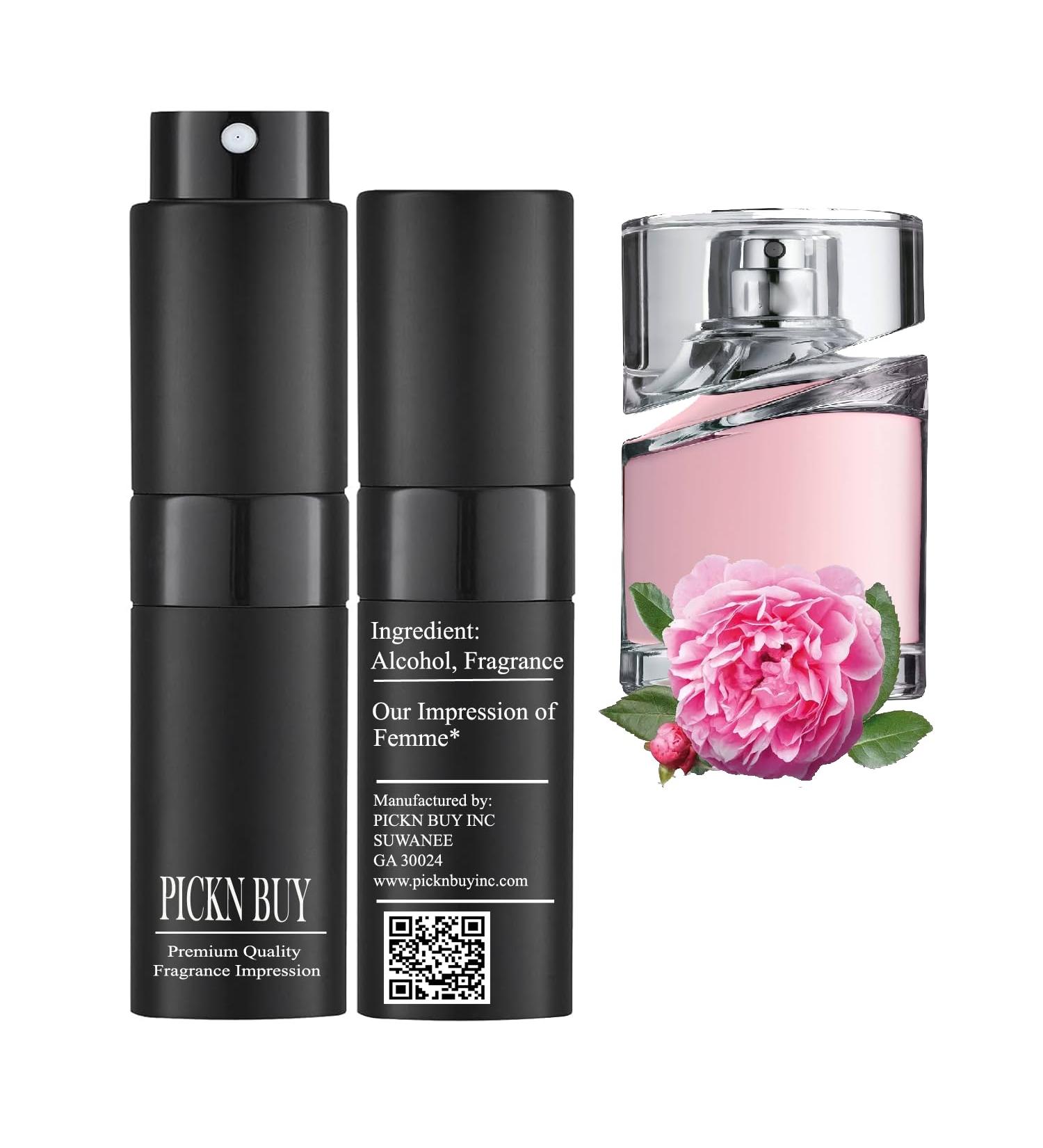 PICKN BUY Luxury Perfume for Women 0.34 Fl oz Scent Compatible to Boss Femme Perfume Made in USA Long-Lasting Spray Comes in Refilable Bottle Inspired by Femme* 0.34 Fl Oz (Pack of 1) - Buy Online on GoSupps.com