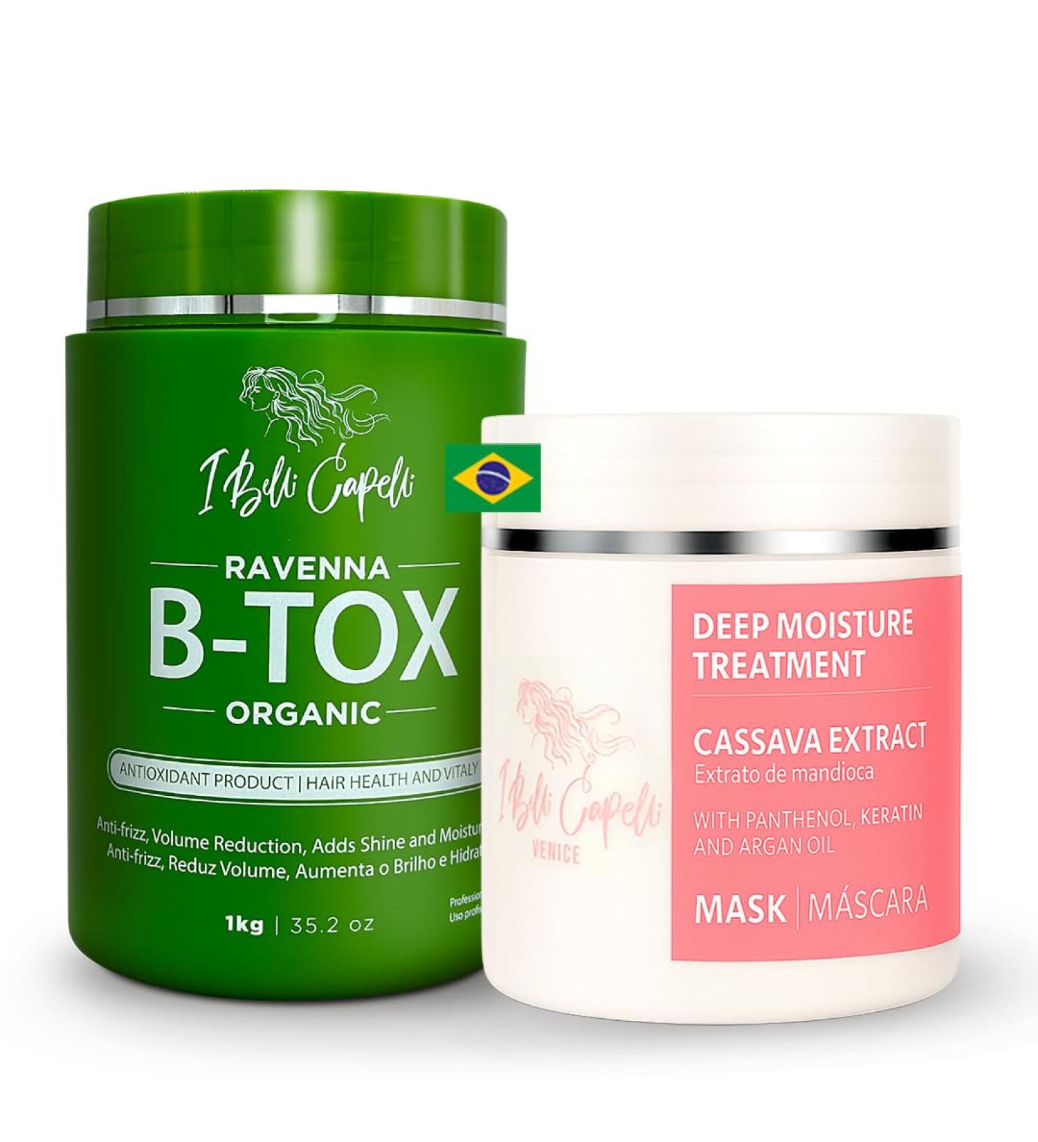 I Belli Capelli Ravenna Keratin Treatment Organic Kit Hair Treatment & Argan Oil Mask 500g- B-tox Capilar Para el Cabello Formaldehyde-Free -Effect Anti-Frizz Volume Reduction (1 Keratin +1 Mask) - Buy Online on GoSupps.com