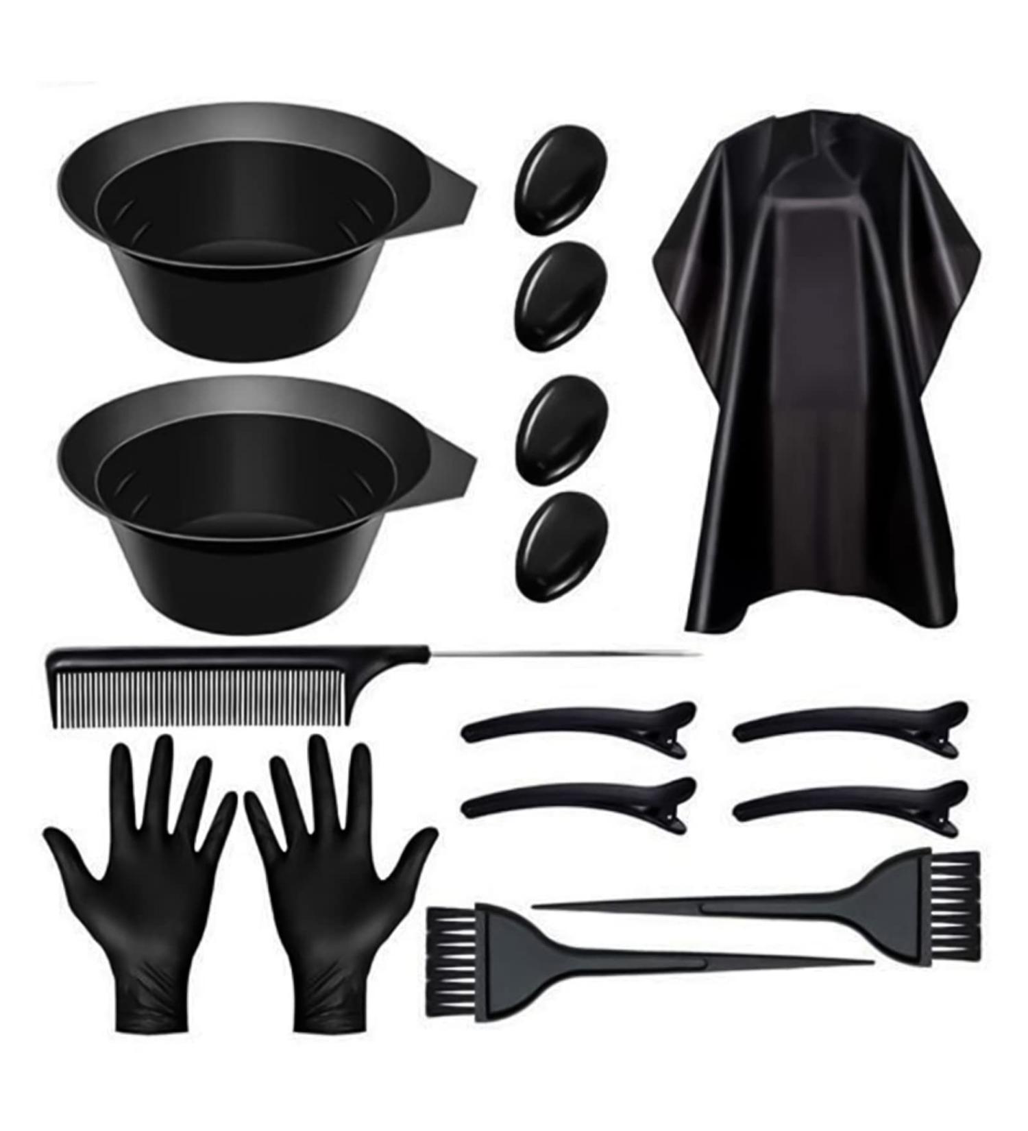 PMELCXD Hair Dye Coloring 16 Pcs DIY Beauty Salon Tool Kit Tinting Bowl Cloak Brush Ear Cover Gloves for Tools Bleaching Dryers - Buy Online on GoSupps.com