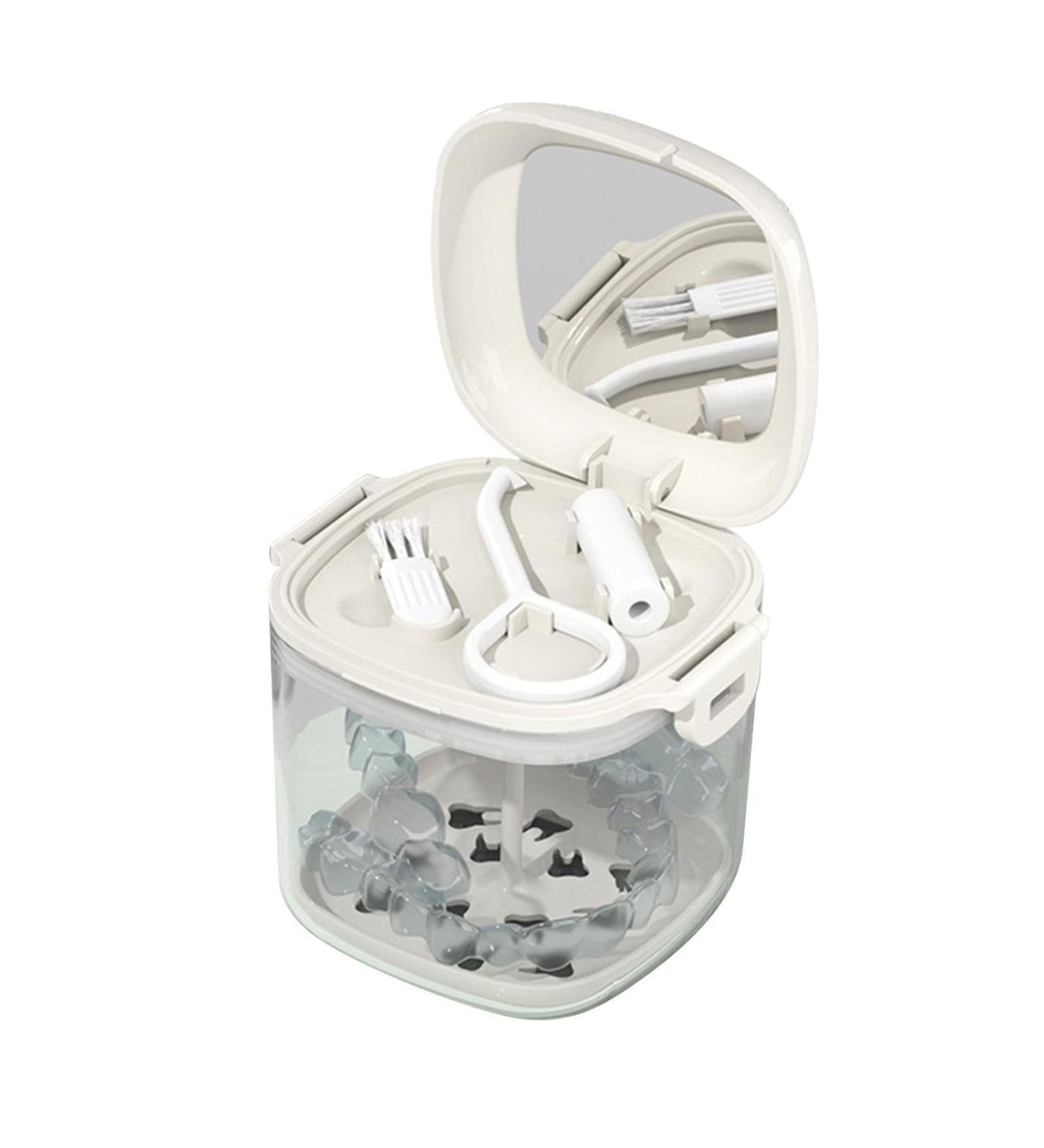 Dnom Dose: Premium Denture Container & Prosthetic Box for Safe Storage & Immersion - Ideal for Oral Protection Holders & Tooth Rail Box - White - Buy Online on GoSupps.com