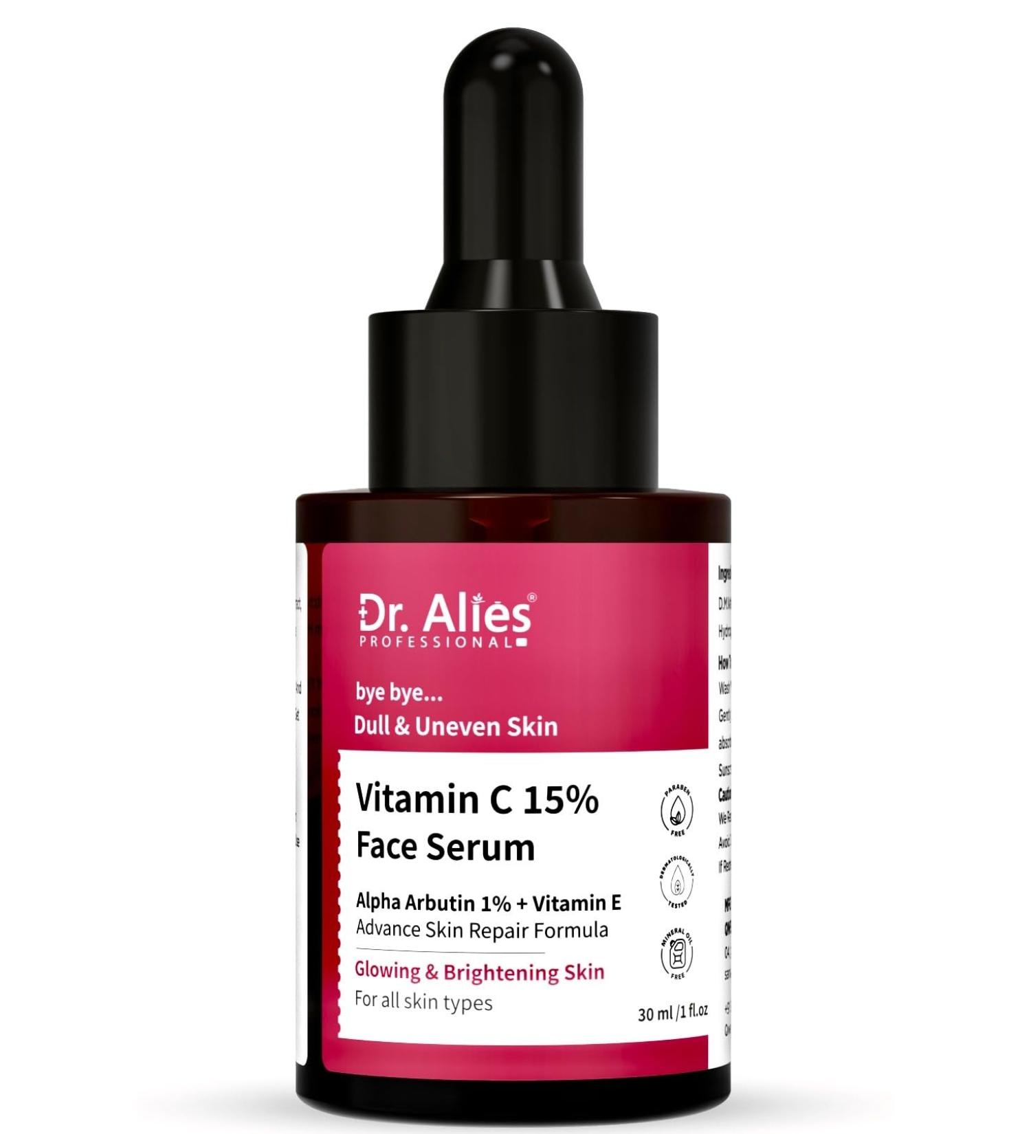 Dr. Alies Professional 15% Vitamin C Face Serum | Advanced Skin Clarifying with Vitamin E | Reduces Acne Marks | 30ml - Buy Online on GoSupps.com
