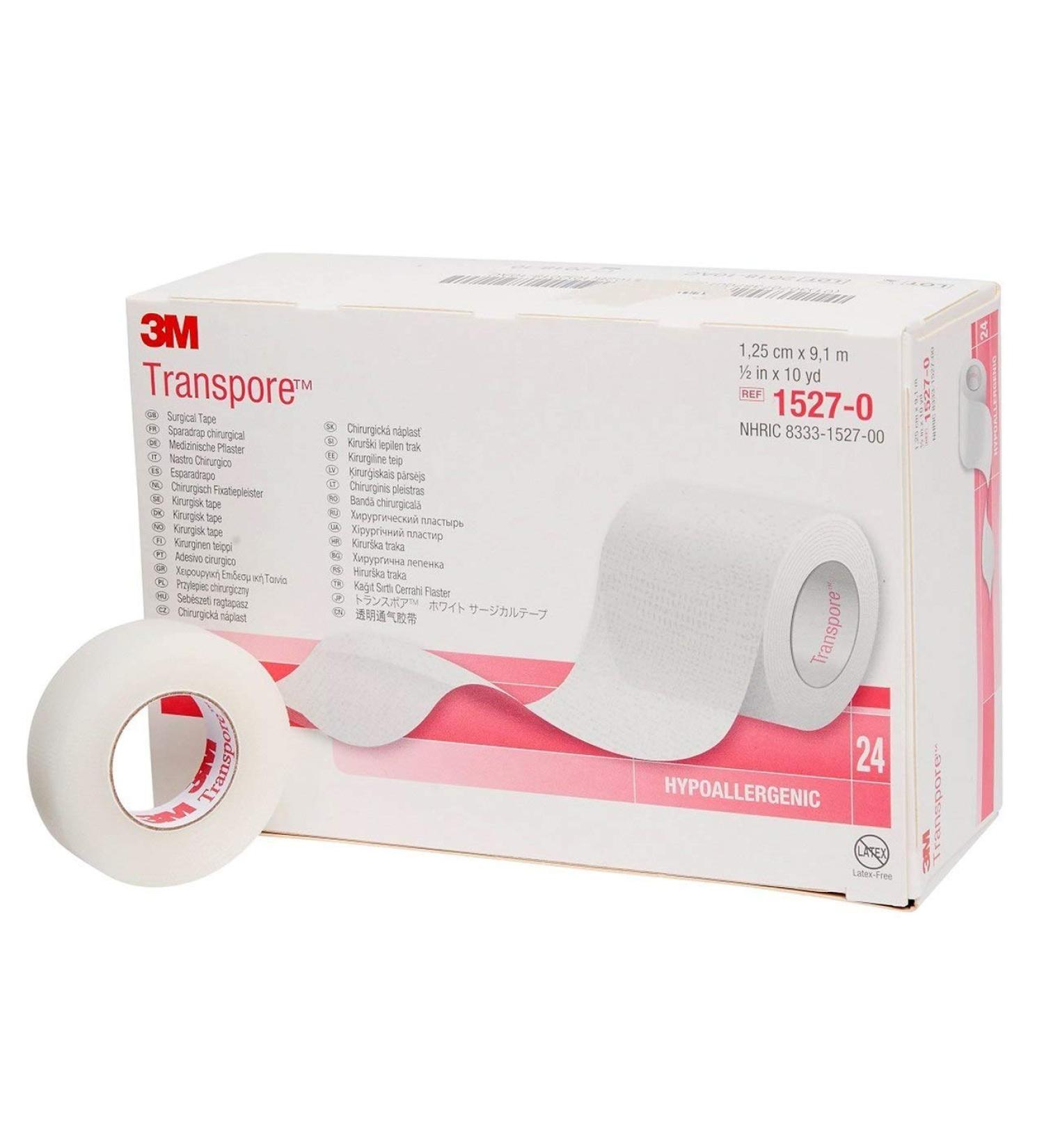 Transpore Surgical Tape by the Box  1/2 (Box of 24 Rolls)