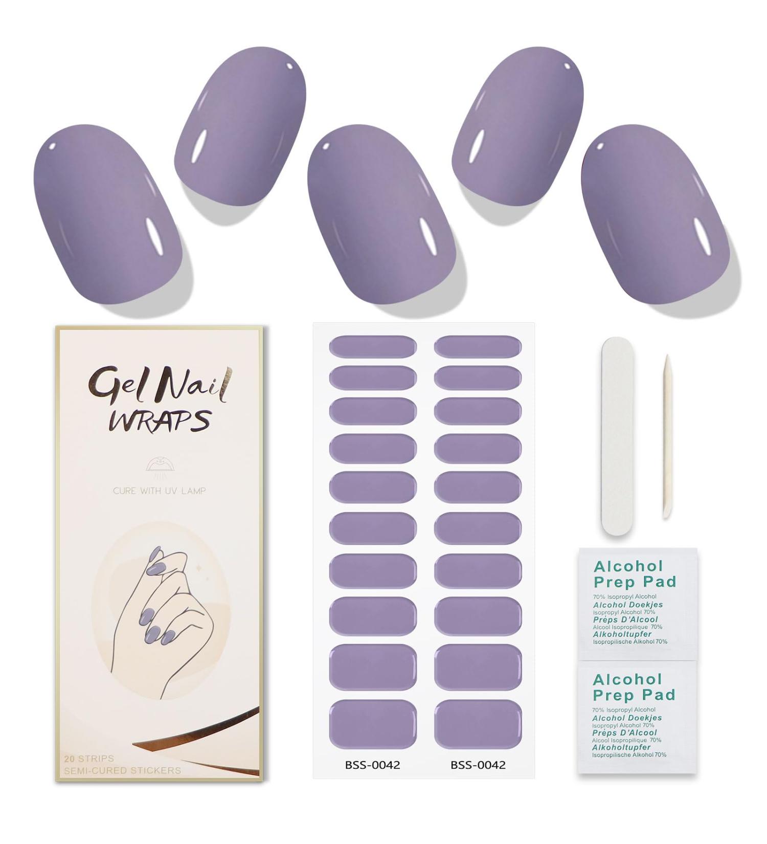 JMEOWIO Semi Cured Gel Nail Strips Black Purple Gel Nail Stickers Nail Supplies Nail Art Design Decoration Accessories - Buy Online on GoSupps.com