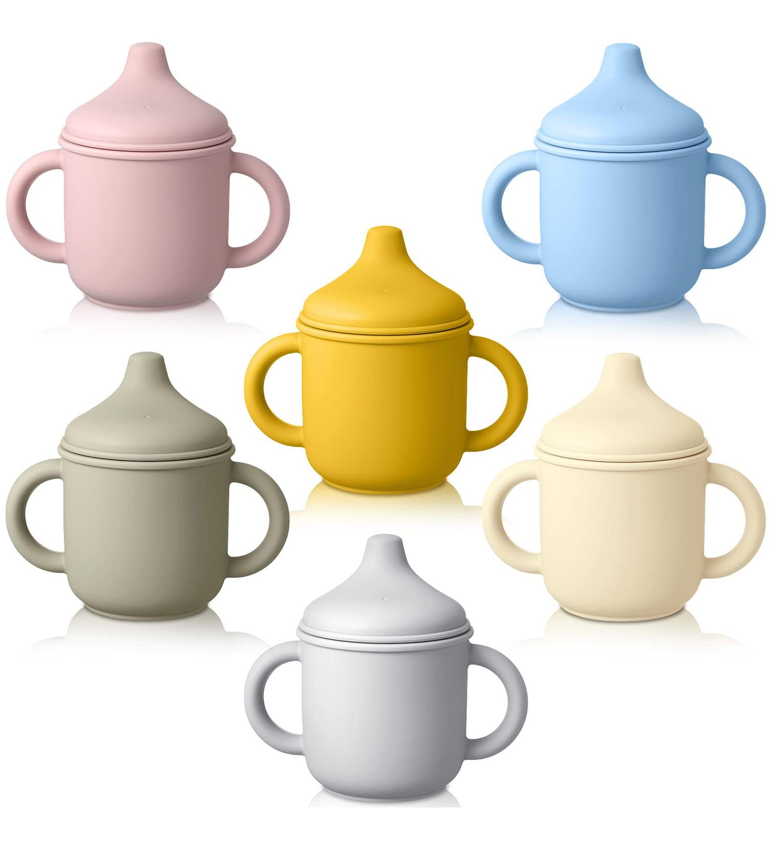 6 Pcs Silicone Sippy Cups for Babies Over 6 Months | Spill-Proof Training Cup with Handles and Spout Lid | 5oz Toddler Cups | Easy-to-Grip, Dishwasher and Microwave Safe - Buy Online on GoSupps.com