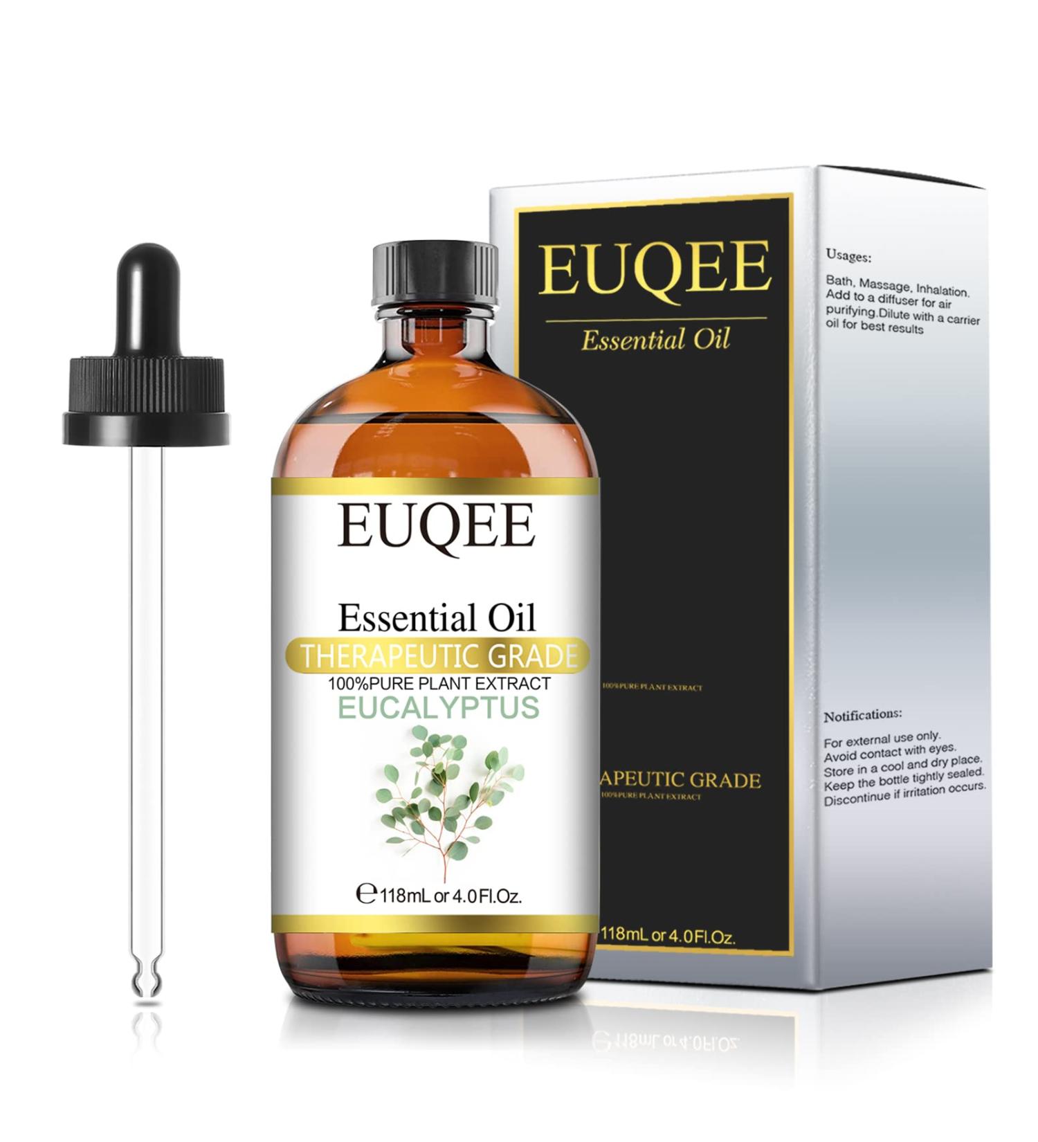 EUQEE Eucalyptus Essential Oil 118ml - Pure Natural Oil for Diffusers - Home Aromatherapy Relaxation - Pack of 1 - Buy Online on GoSupps.com