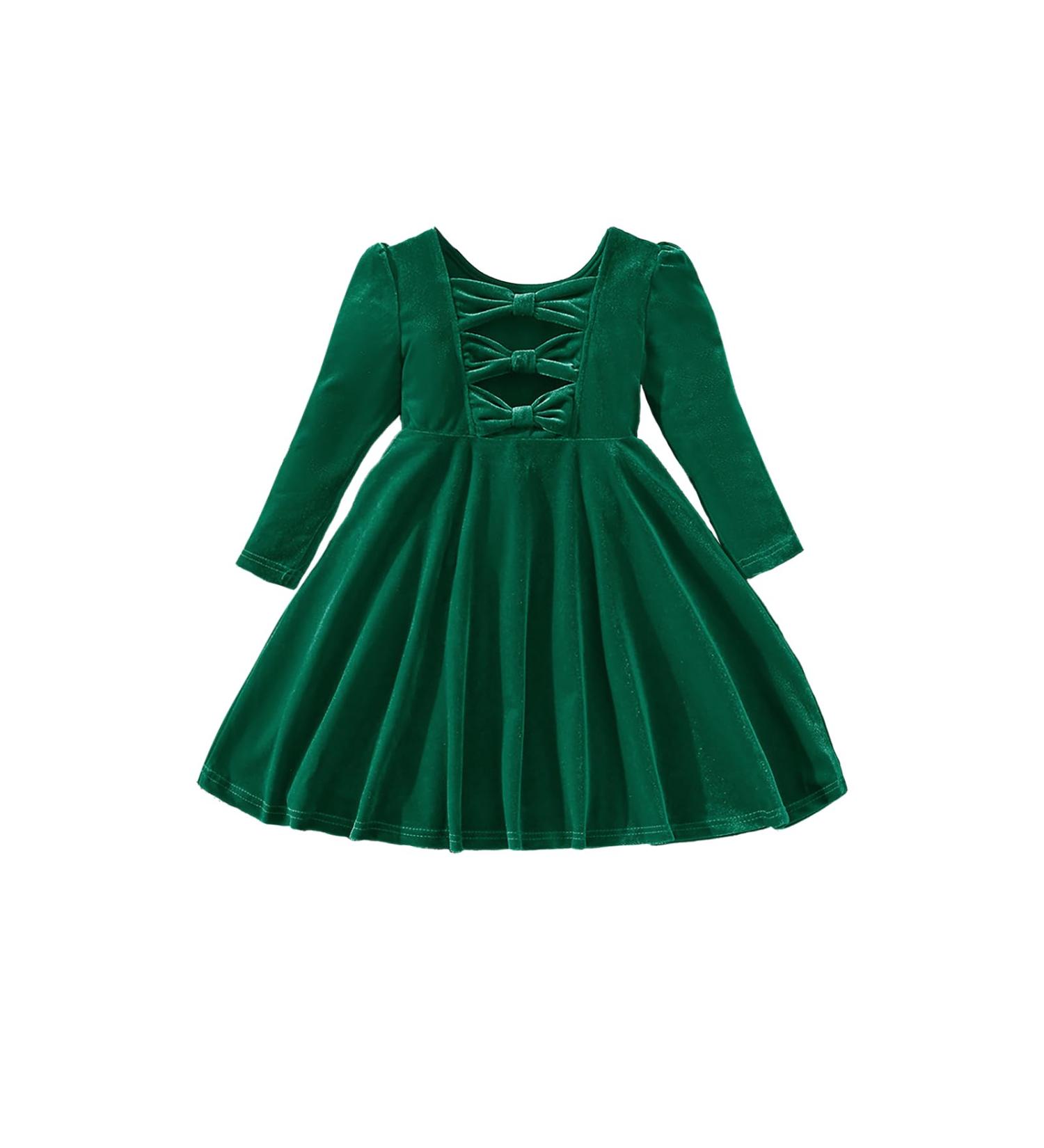 Miipat Baby Girls Velvet Dress Toddler Girl Long Sleeve Fall Winter Dress 3-4 Years Green - Buy Online on GoSupps.com