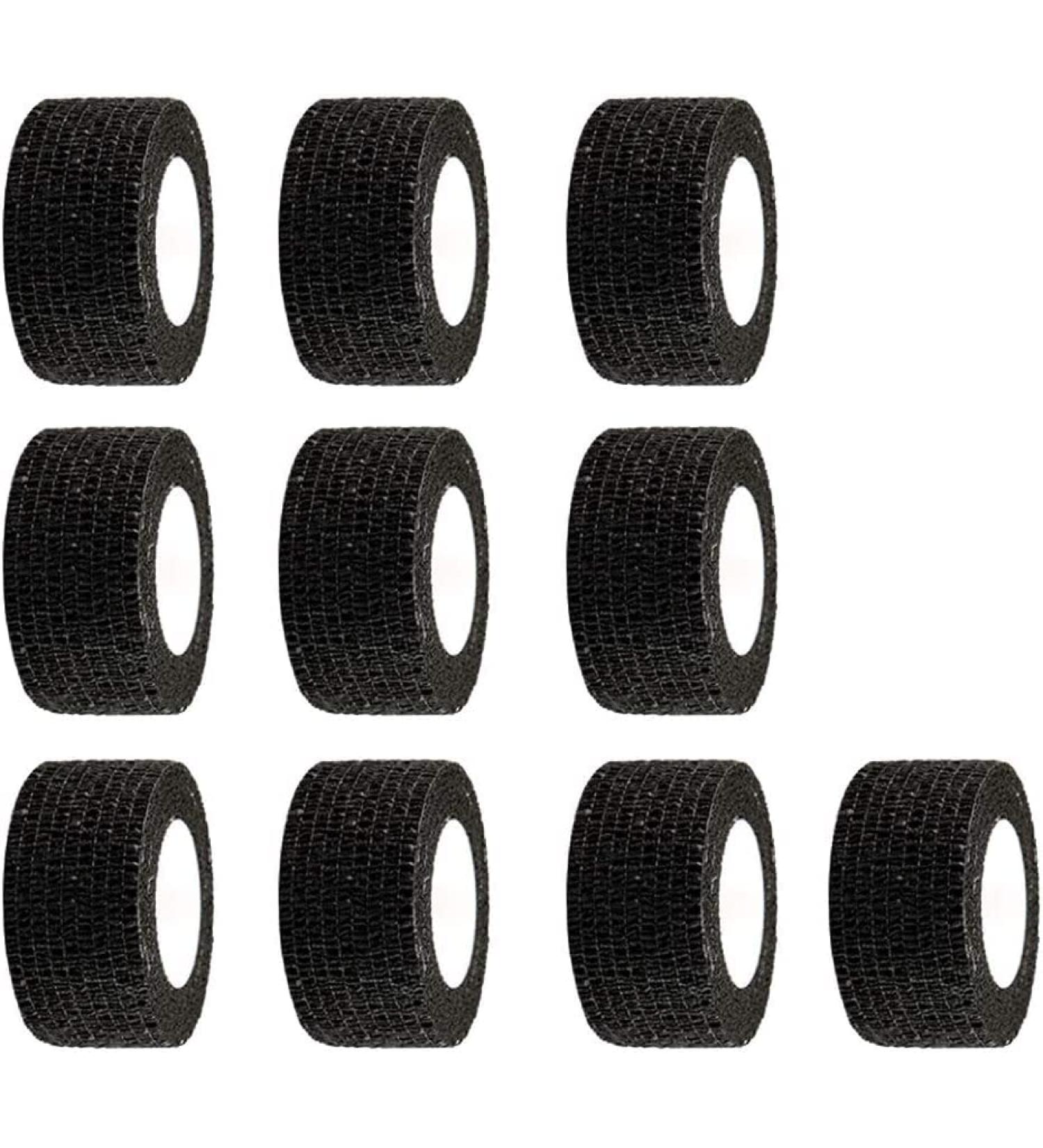 Cohesive Crepe Bandage - Elastic Self Adhesive Tape for Sports Injuries Swelling & Sprains (Pack of 10 2.5cm x 4.5m) - Black - Fast International Shipping - Buy Online on GoSupps.com