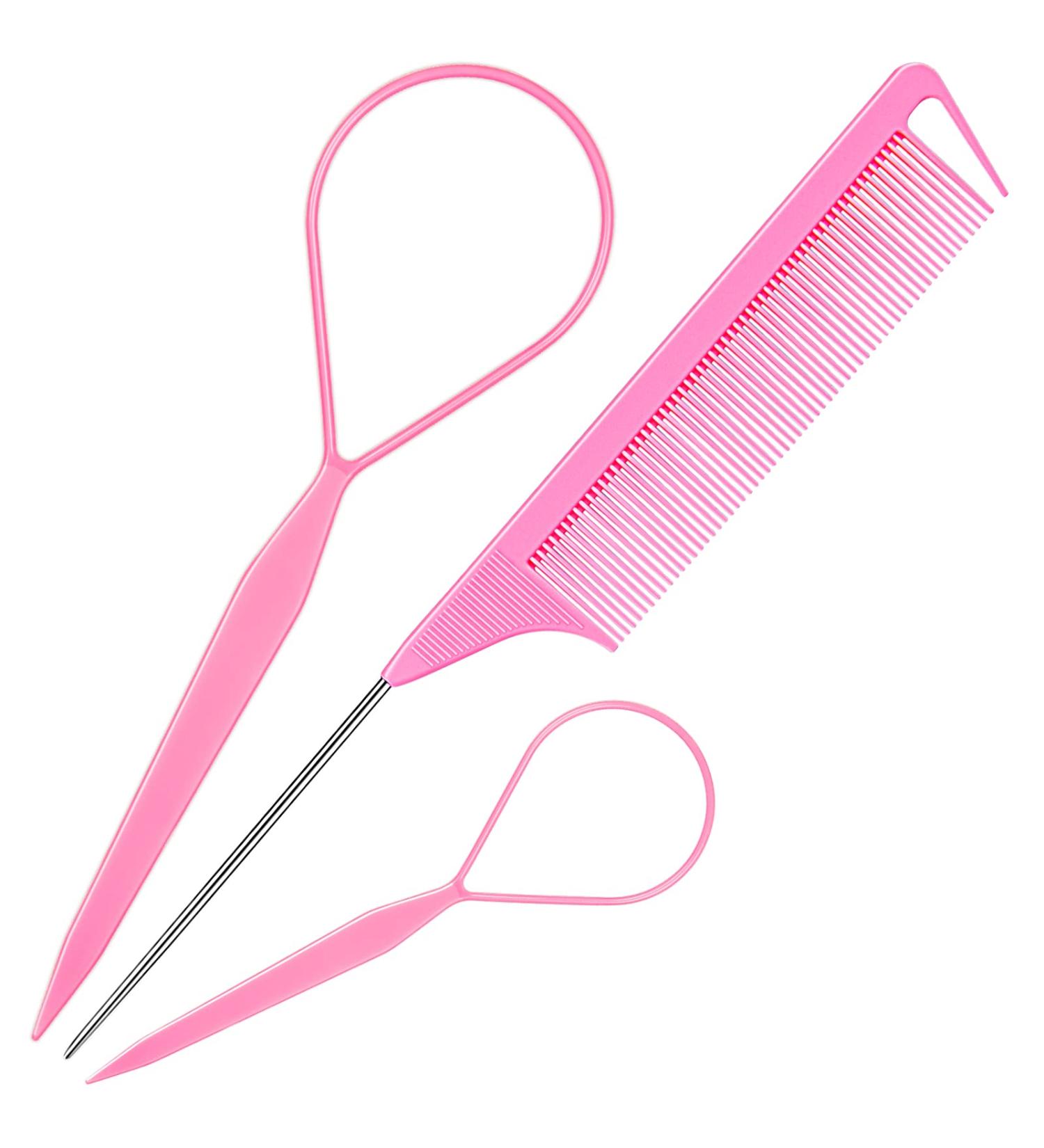 TsMADDTs Hair Loop Tool Set - 3PC Braid & Rat Tail Comb - Pink - Buy Online on GoSupps.com
