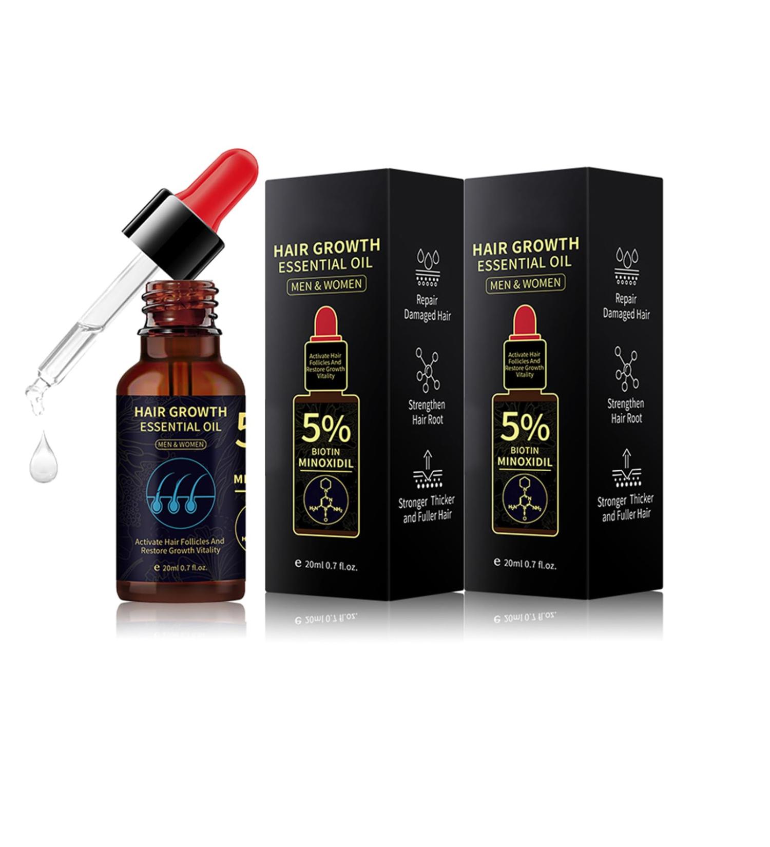 Natural Hair Growth Oil for All Hair Types - Nourishing Scalp Treatment (2pcs) - Buy Online on GoSupps.com
