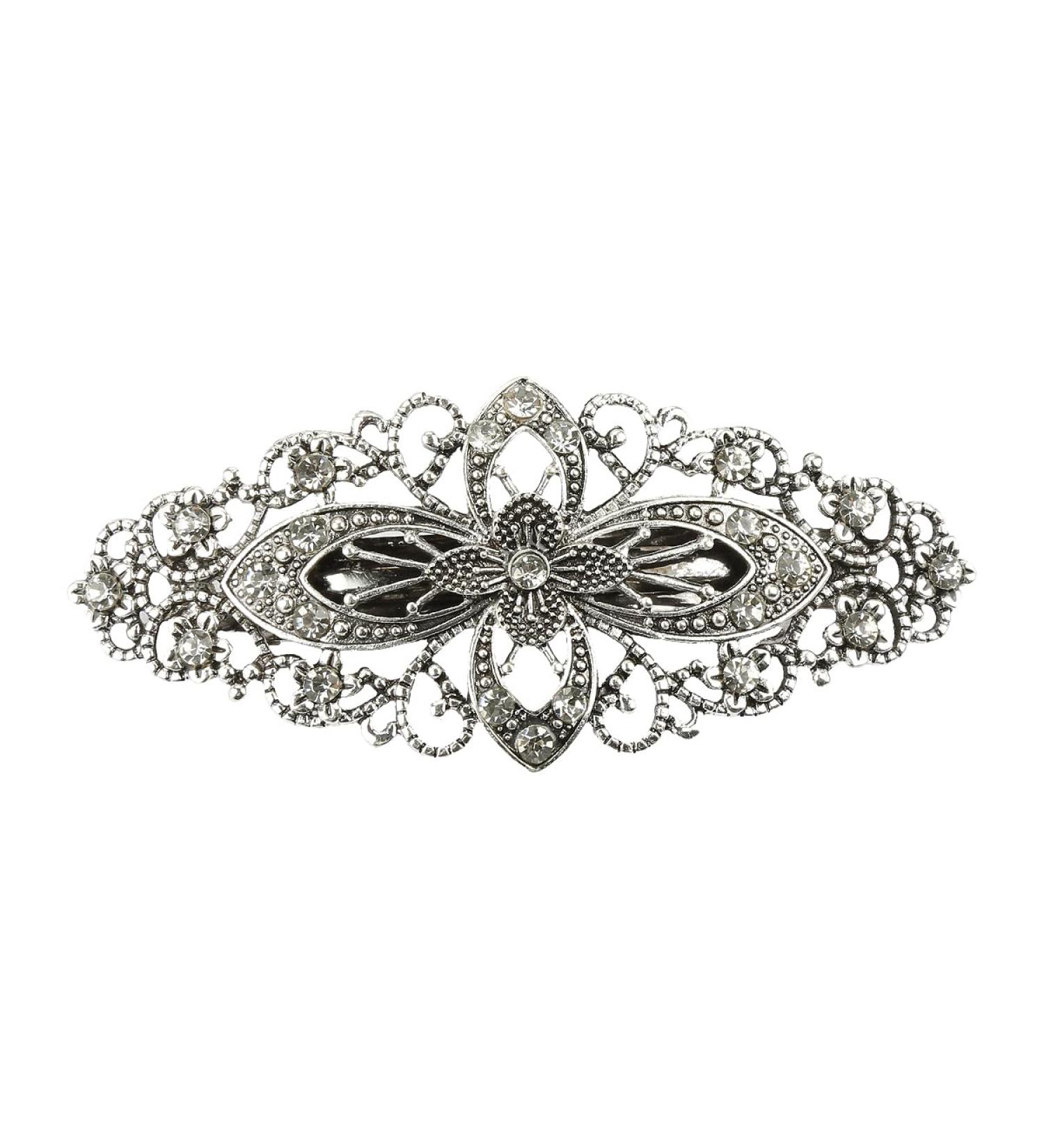 Luckious Vintage Flower Hair Barrette Hair Slides - Antique Style Crystal Hair Clips for Women - Elegant Hair Jewelry for Weddings Birthdays and Proms - Buy Online on GoSupps.com