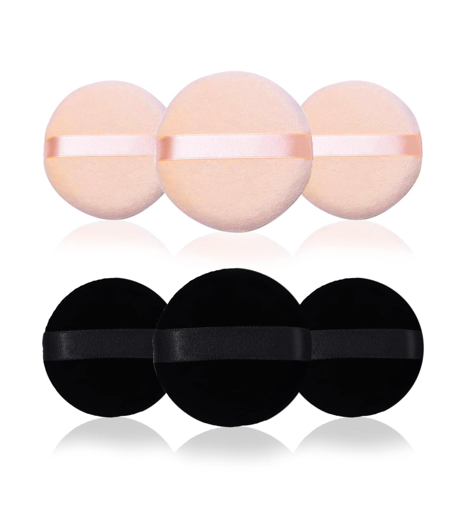 6 Pieces Soft Round Cotton Makeup Puffs for Face & Body - Black/Nude - Buy Online on GoSupps.com