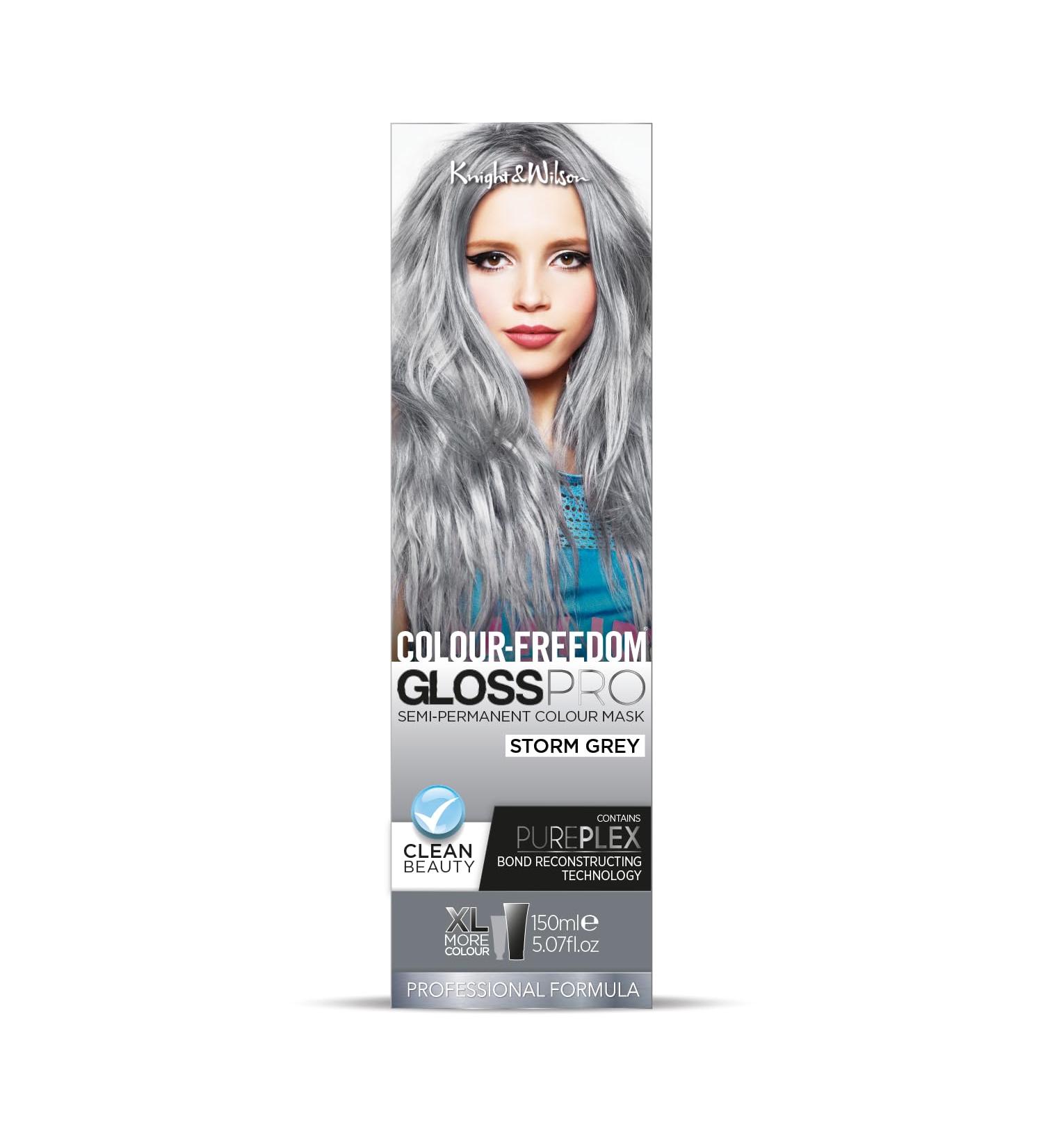 Colour-Freedom Gloss Pro Storm Grey Semi-Permanent Hair Colour 150ml - Vegan Colour Mask with PurePlex | Ammonia-Free, Ultra-Vibrant Shade Lasts 6-10 Washes | Pack of 1 - Buy Online on GoSupps.com
