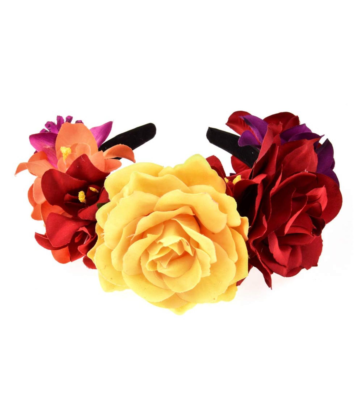 Winslet Flower Headband - Wedding Hair Wreath Crown for Women & Girls | Red Rose Flower Hair Accessory for Weddings & Parties - Buy Online on GoSupps.com