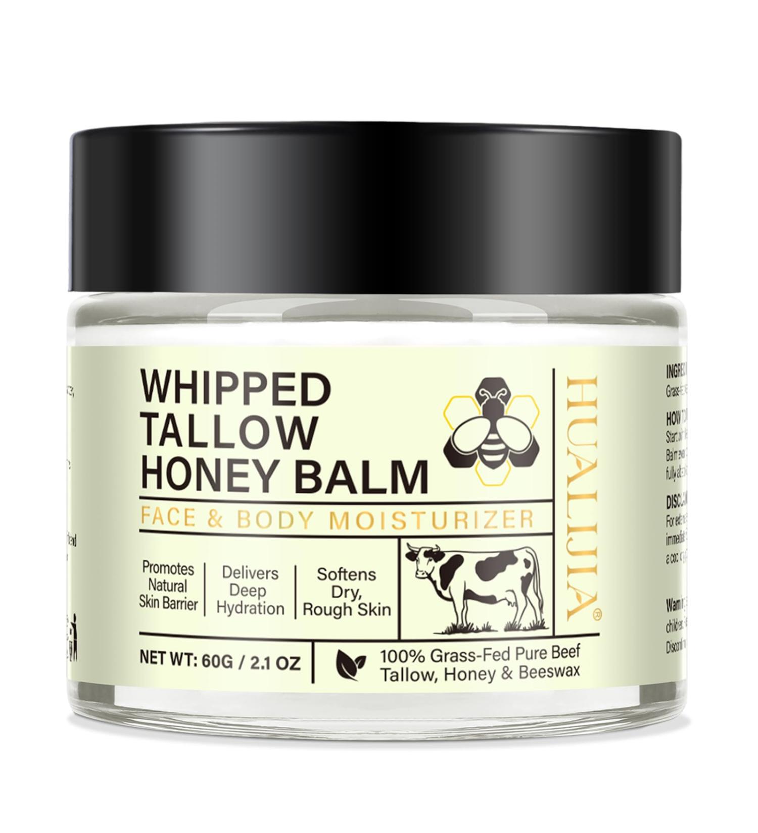 Weluno Beef Tallow for Skin Whipped Tallow and Honey Balm Grass Fed Beef Tallow Face Moisturizer Natural Tallow Skin Care Cream Body Butter Deeply Moisturizing for Face & Body 2.1 oz - Buy Online on GoSupps.com