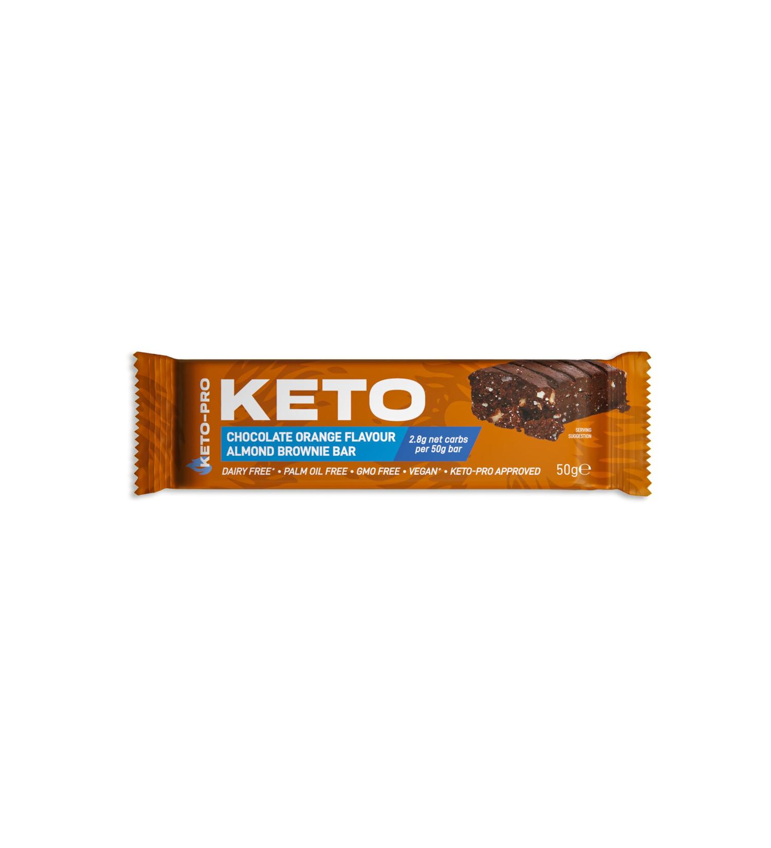 Keto-Pro Keto Bars (12 x 50g) | Low Carb Bars - 2.8g Net Carbs | No Sweetener Erythritol & Stevia Free | Chocolate Orange Flavoured Keto Food Bar | Low Carb Protein Snacks