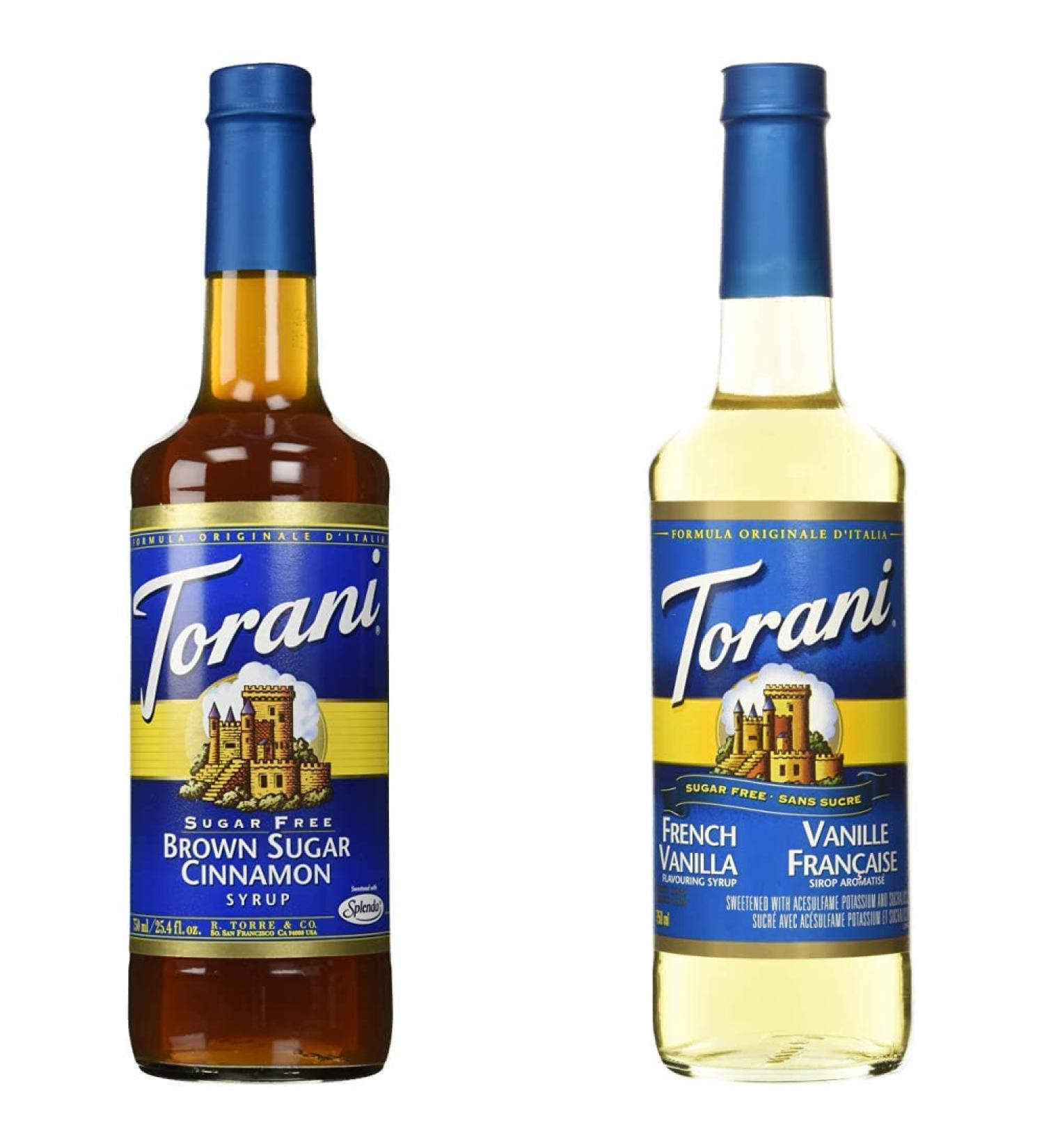 Torani Sugar-Free Brown Sugar Cinnamon Syrup 750 ml & Sugar Free French Vanilla Flavour Syrup 750ml Cinnamon Syrup + Syrup