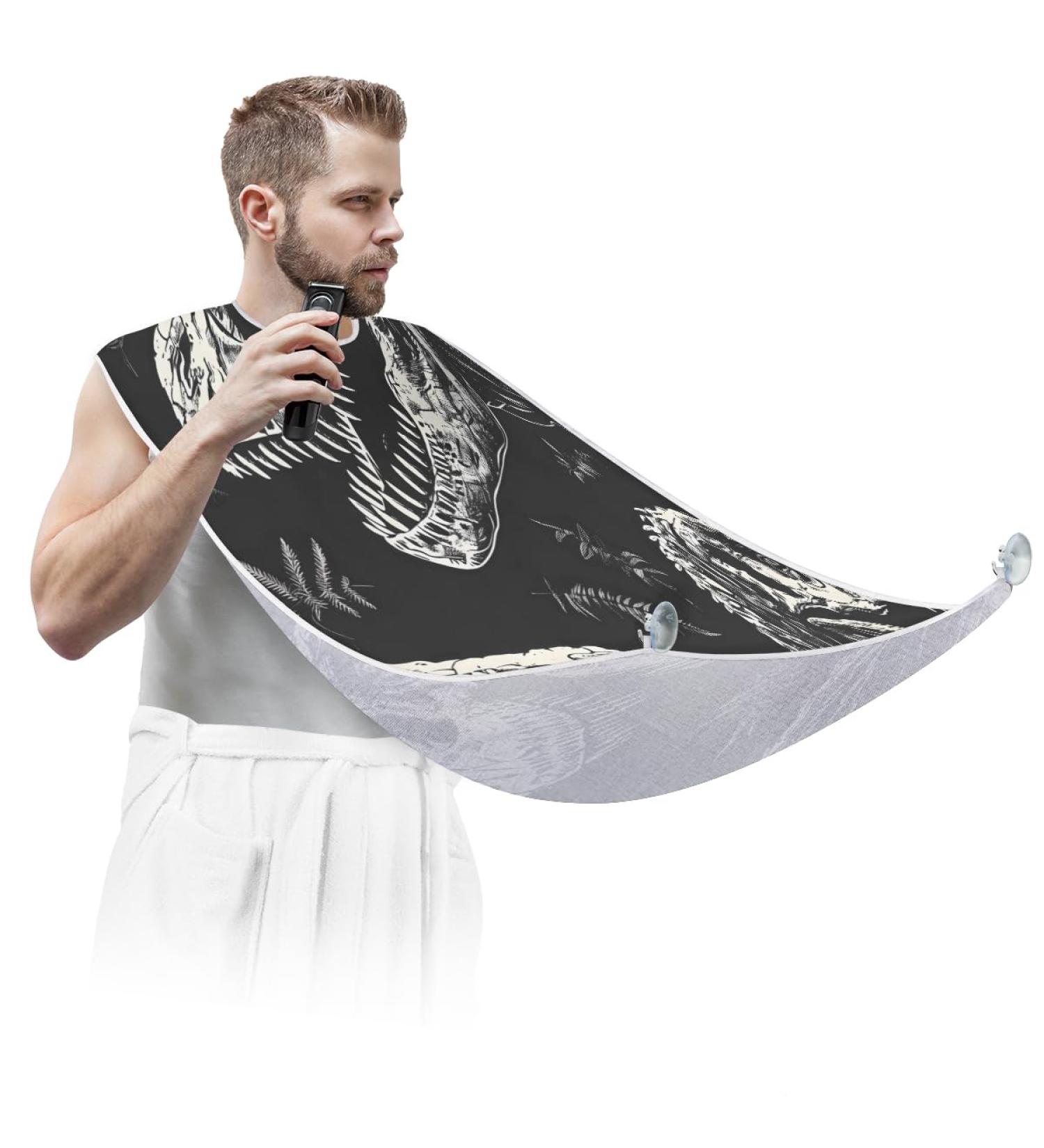 Skeleton Dinosaur Beard Bib Apron - Best Beard Hair Catcher for Men | Perfect Father's Day & Christmas Gift for Dad & Husband - Buy Online on GoSupps.com