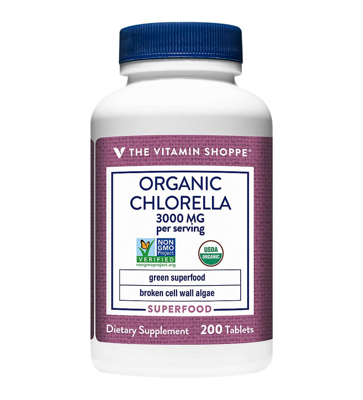 Organic Chlorella a" Green Superfood a" 3 000 MG a" (200 Tablets)