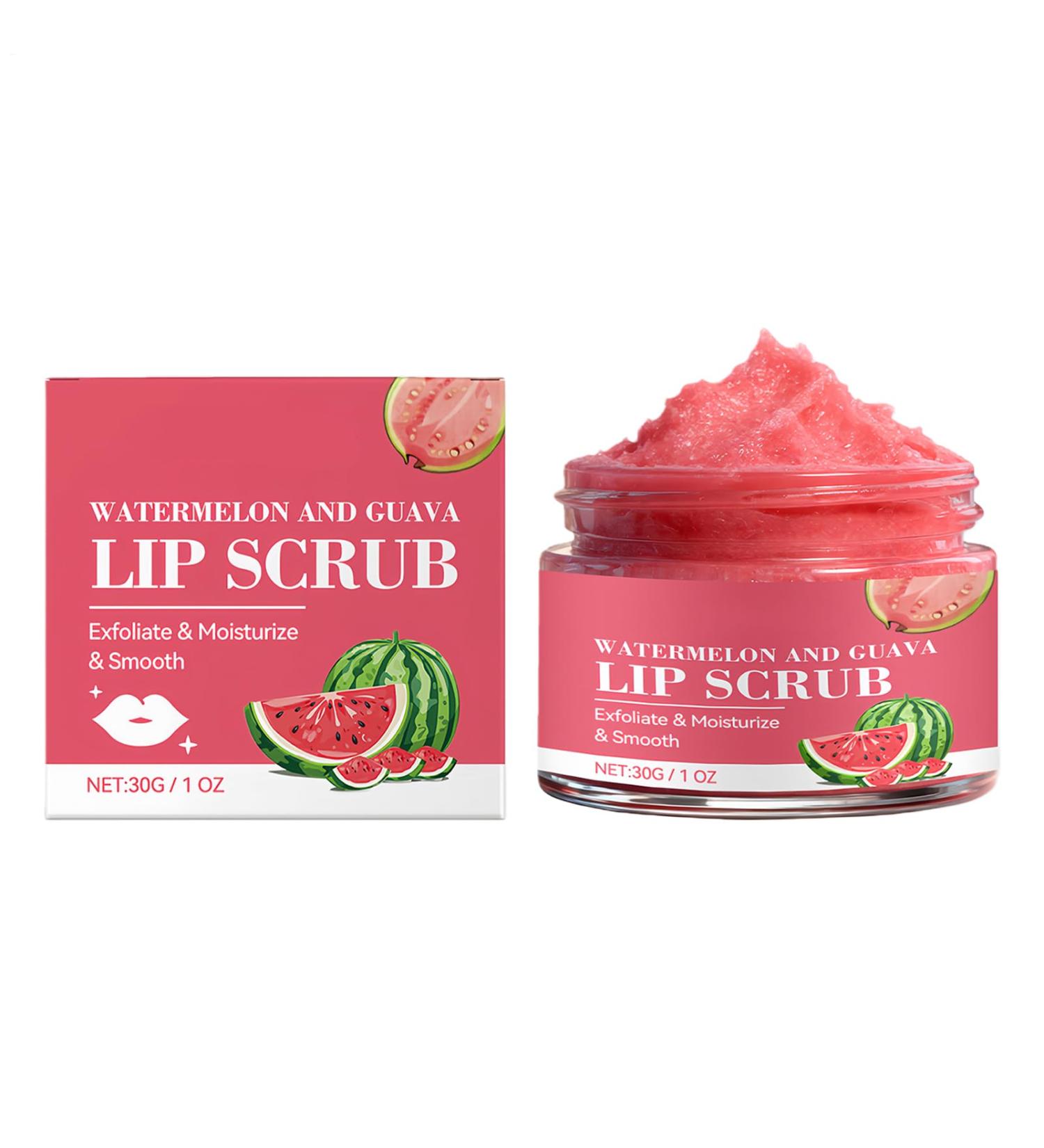 Watermelon-Guava Lip Scrub Gentle and Nourishing for Smooth Soft Lips | Illuminating Scented Peeling Balm 30g Ideal for Daily Routine and Prep for Makeup - Buy Online on GoSupps.com