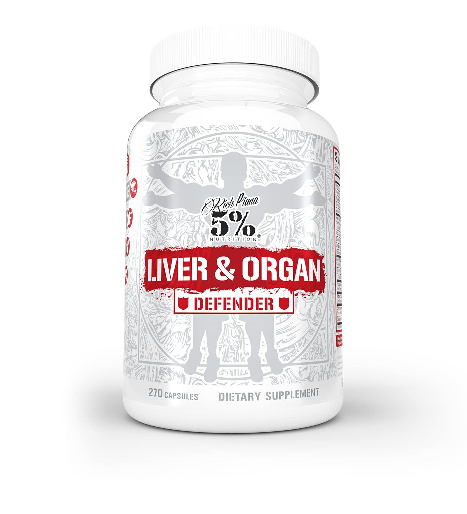 5% Nutrition Rich Piana Liver & Organ Defender Cycle Support Plus NAC | Liver Support Prostate Supplement Heart Kidney Skin Support | Milk Thistle Saw Palmetto Hawthorn Berry (30-90 Servings) Liver & Organ Defender wi  - Buy Online on GoSupps.com