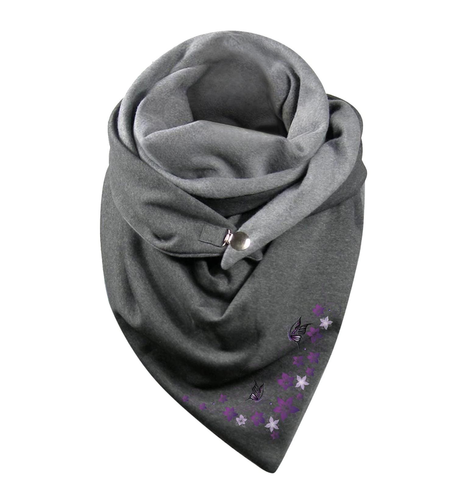 Cozy Triangular Scarf for Women - Patterned Loop Wrap Cape with Button | One Size Winter Poncho - Buy Online on GoSupps.com