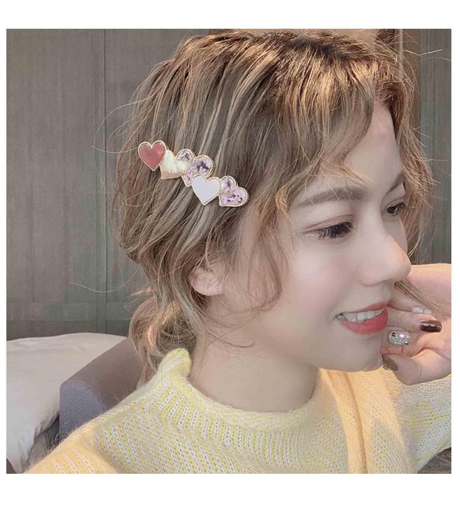 Yheakne Love Heart Hair Clip Barrette Cute Hair Barrette Pin Headpieces Decorative Hair Pin Head Clip Geometry Hair Clip Headwear Hair Accessories for Women and Girls (Pink Heart) - Buy Online on GoSupps.com