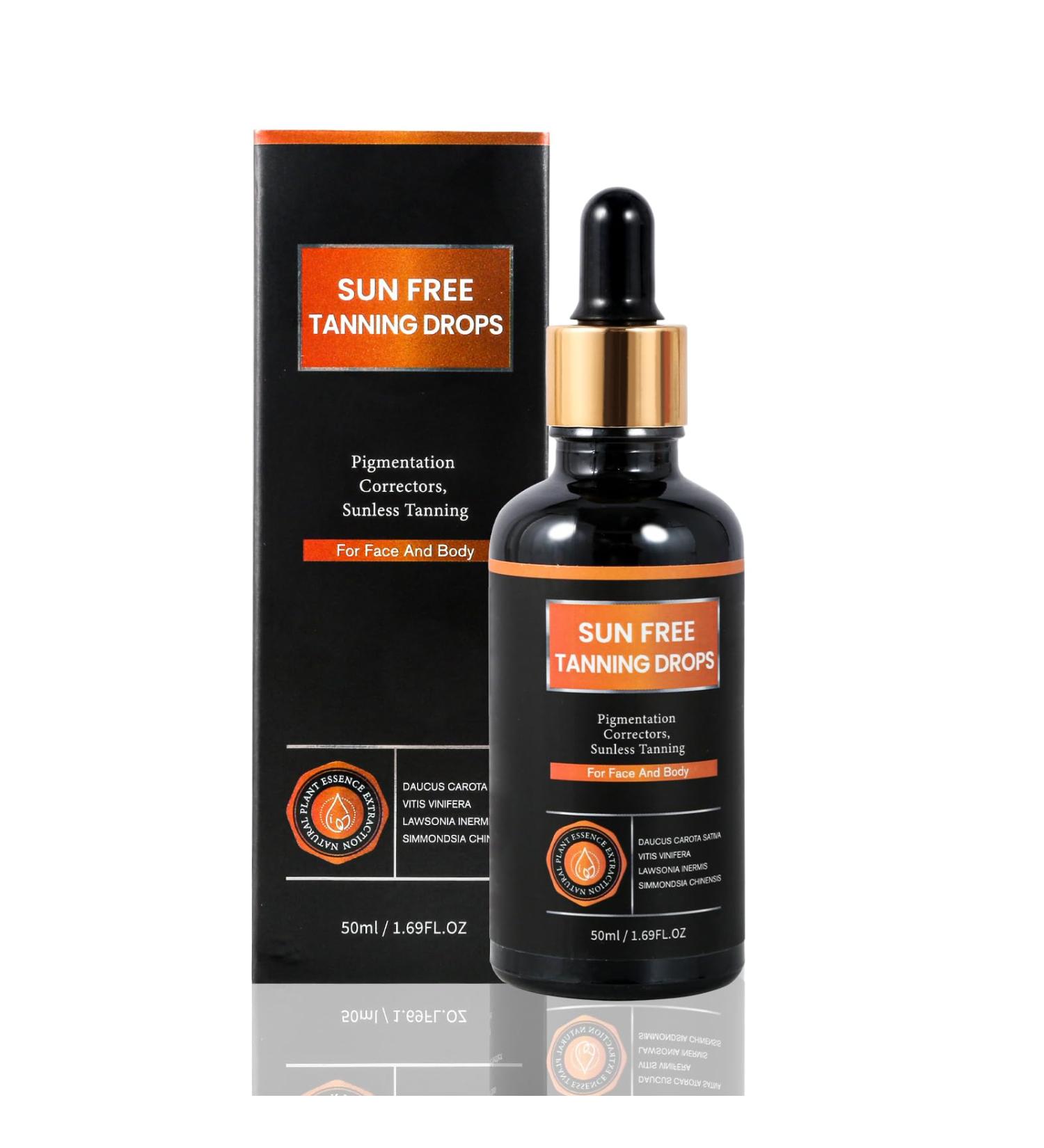 Sun Free Self Tanning Drops | Natural Bronzing Face Drops | Hydrating Sunless Tanner with 7-8% DHA | Plant-Based Formula for Radiant Skin - Buy Online on GoSupps.com