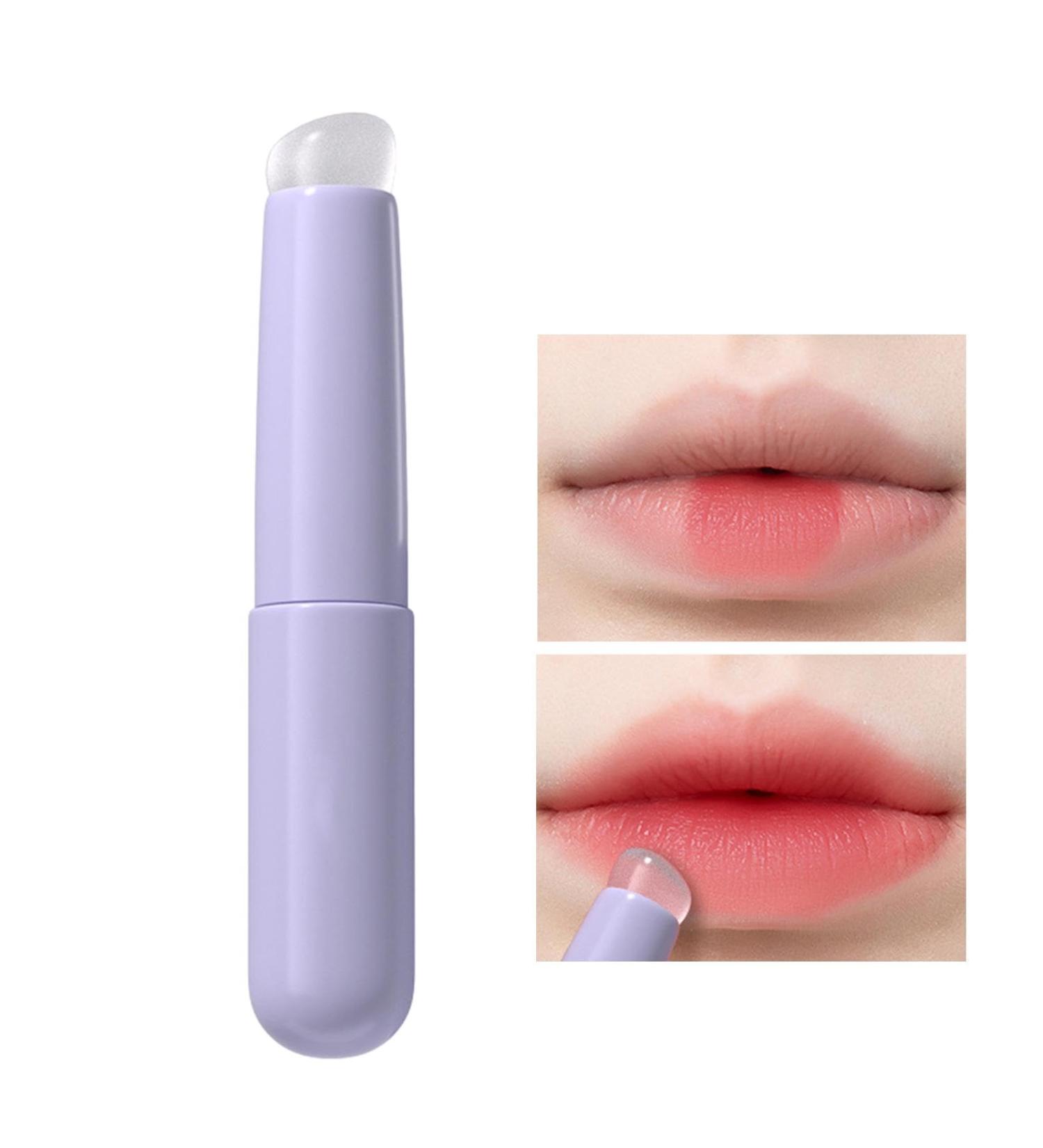 Silicone Lip Brush - Soft Silicone Angled Brush Round Head Lip Brushes | Multi Function Lip Brush Applicator Reusable Plumper Fuller Lip Brushes for Lipstick Lip Balm Lip Gloss Purple - Buy Online on GoSupps.com